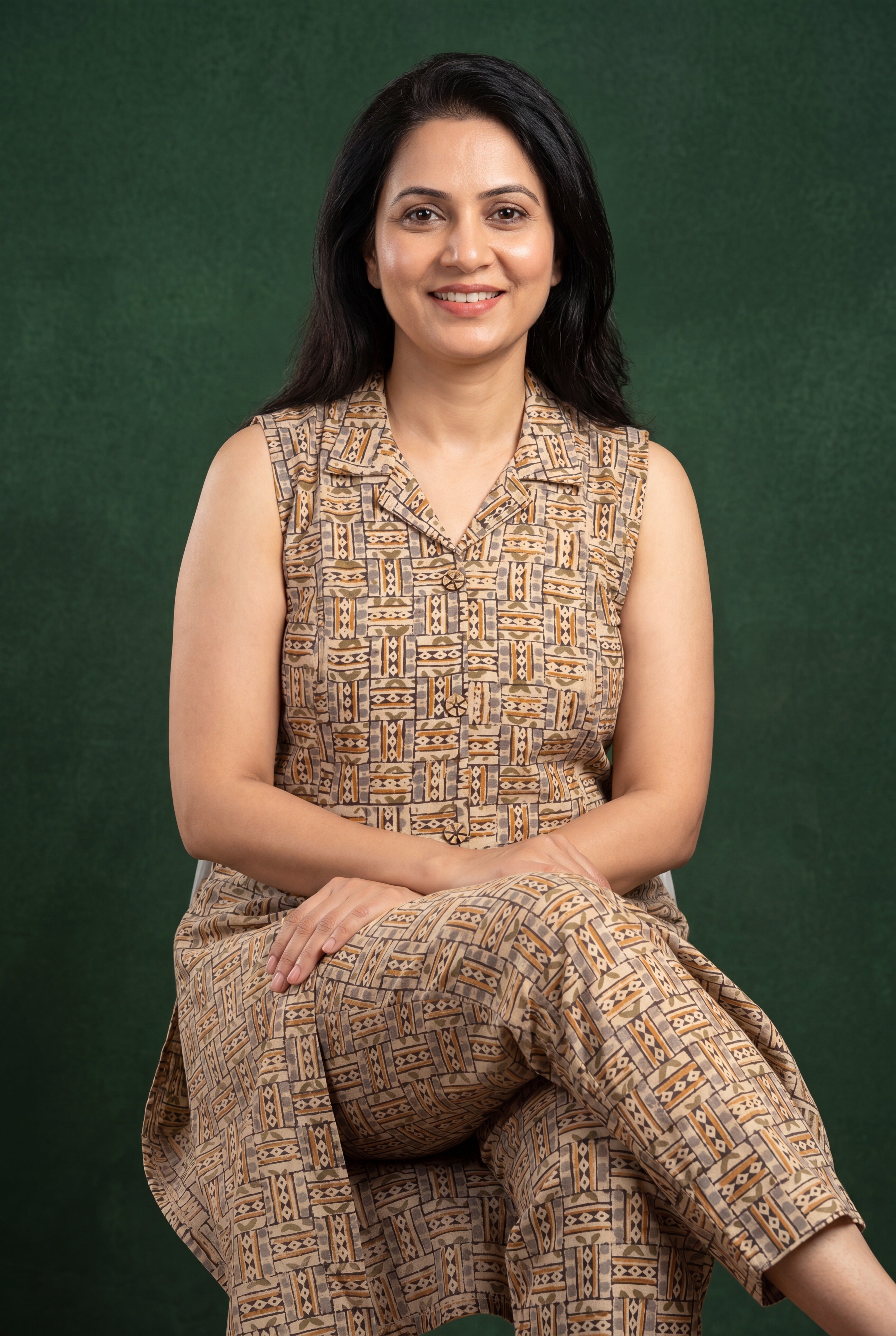 Mritika Cotton Kurti with Kutchi Tribal Geometric Print