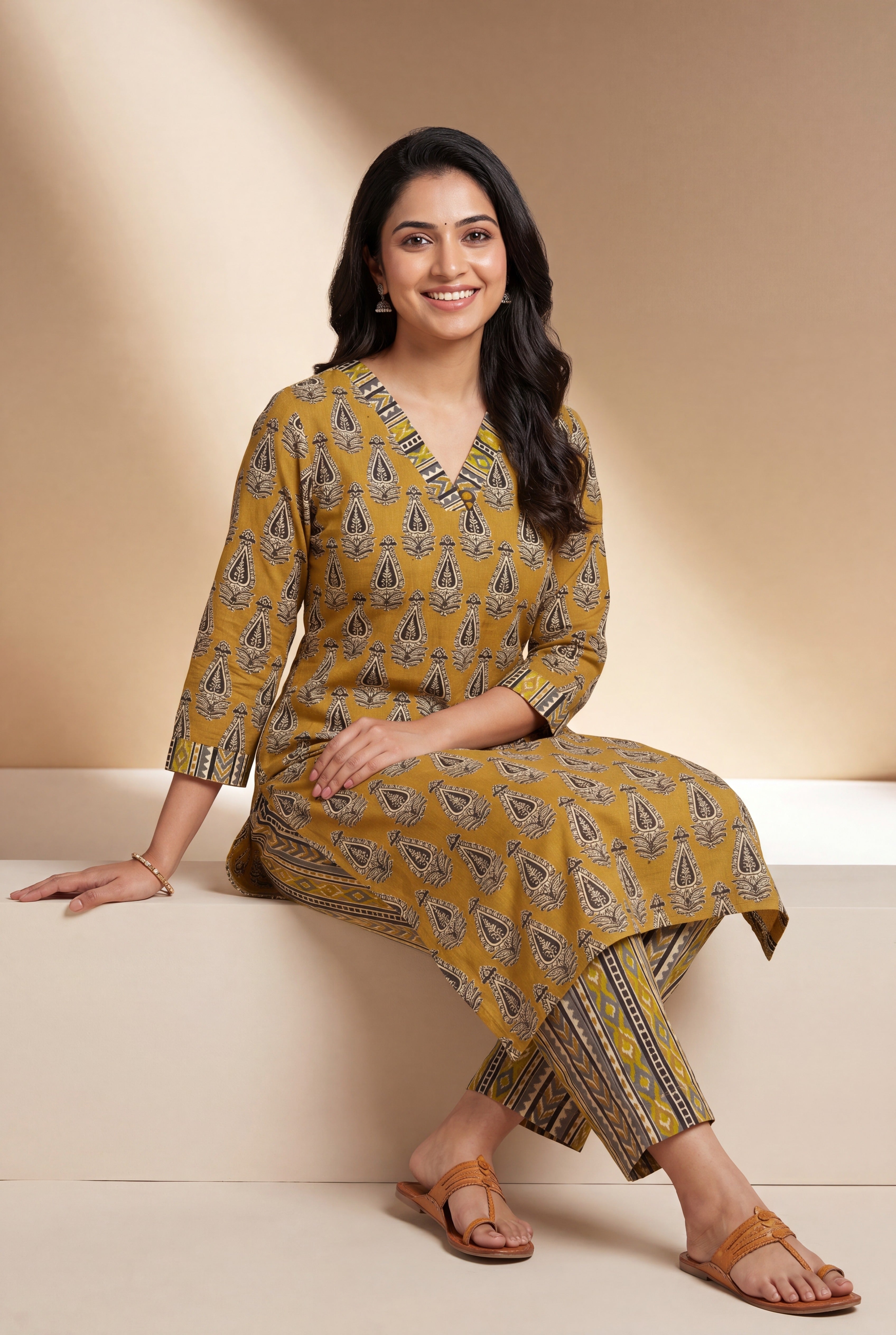 Mustard Kalikā Co-ord Set
