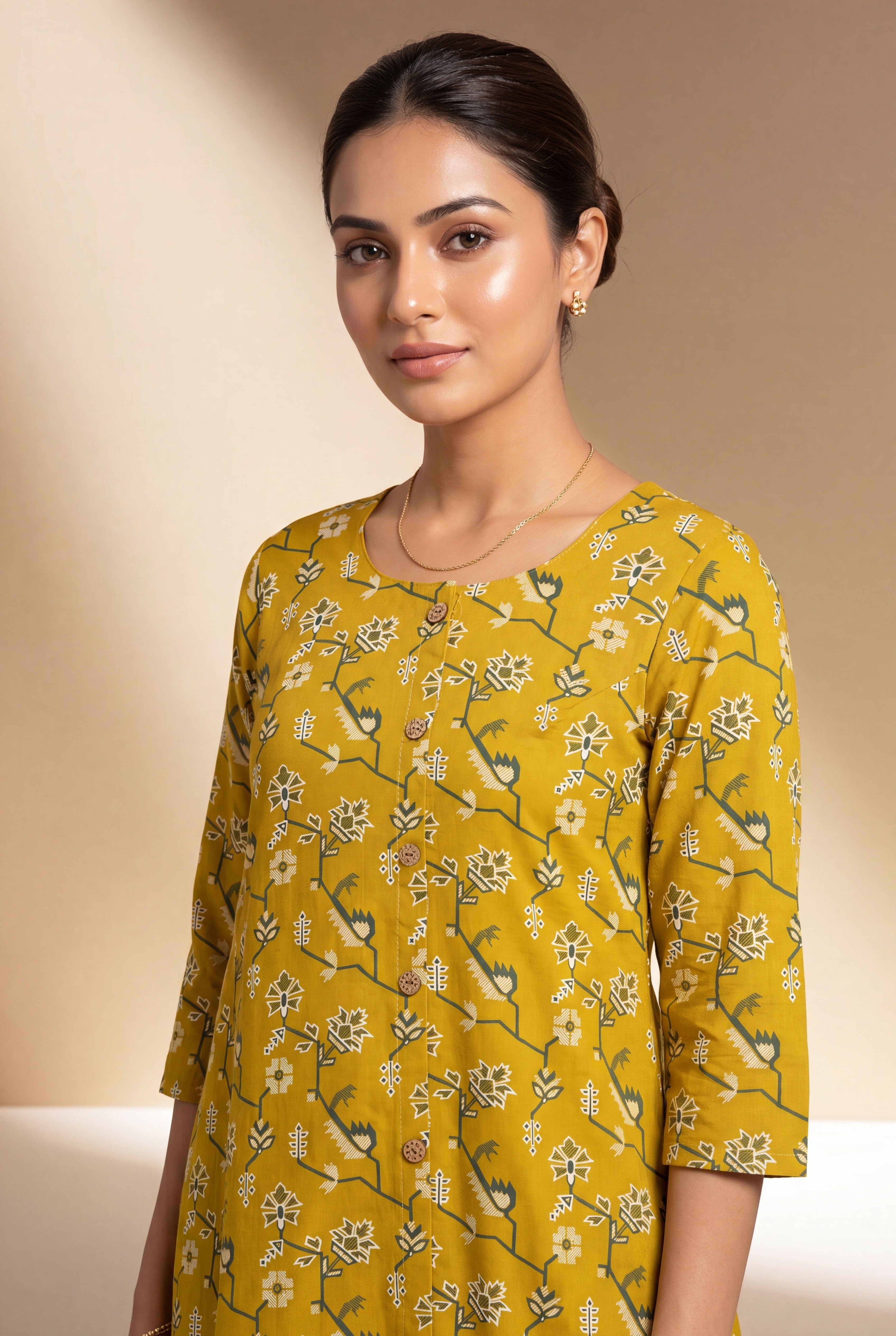 Mustard Yellow Aranya Co-ord Set with Asawali Print