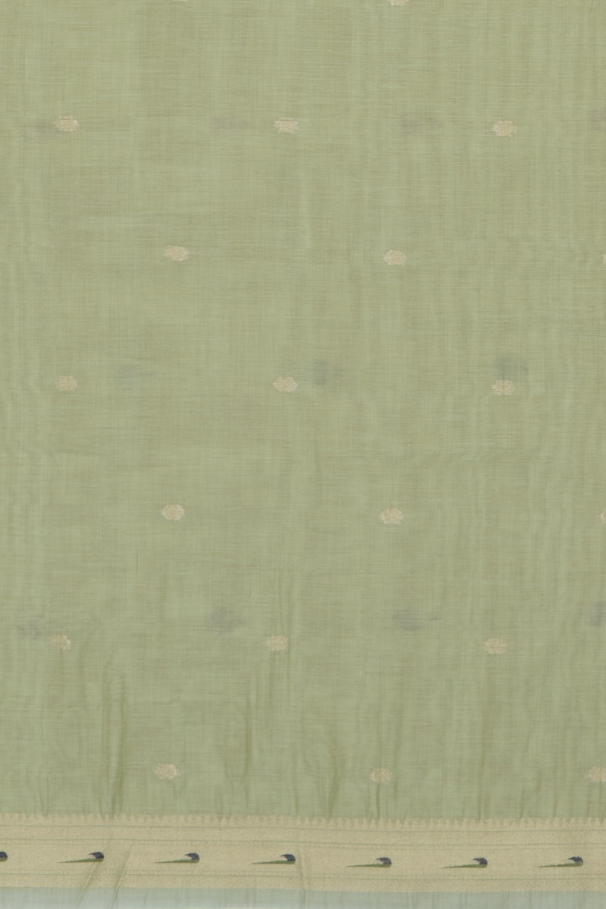 Pastel Green Cotton Paithani Saree with Asawali-Prasūna Pallu