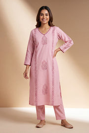 Pastel Pink Sutralekha Kurti with Sequin work