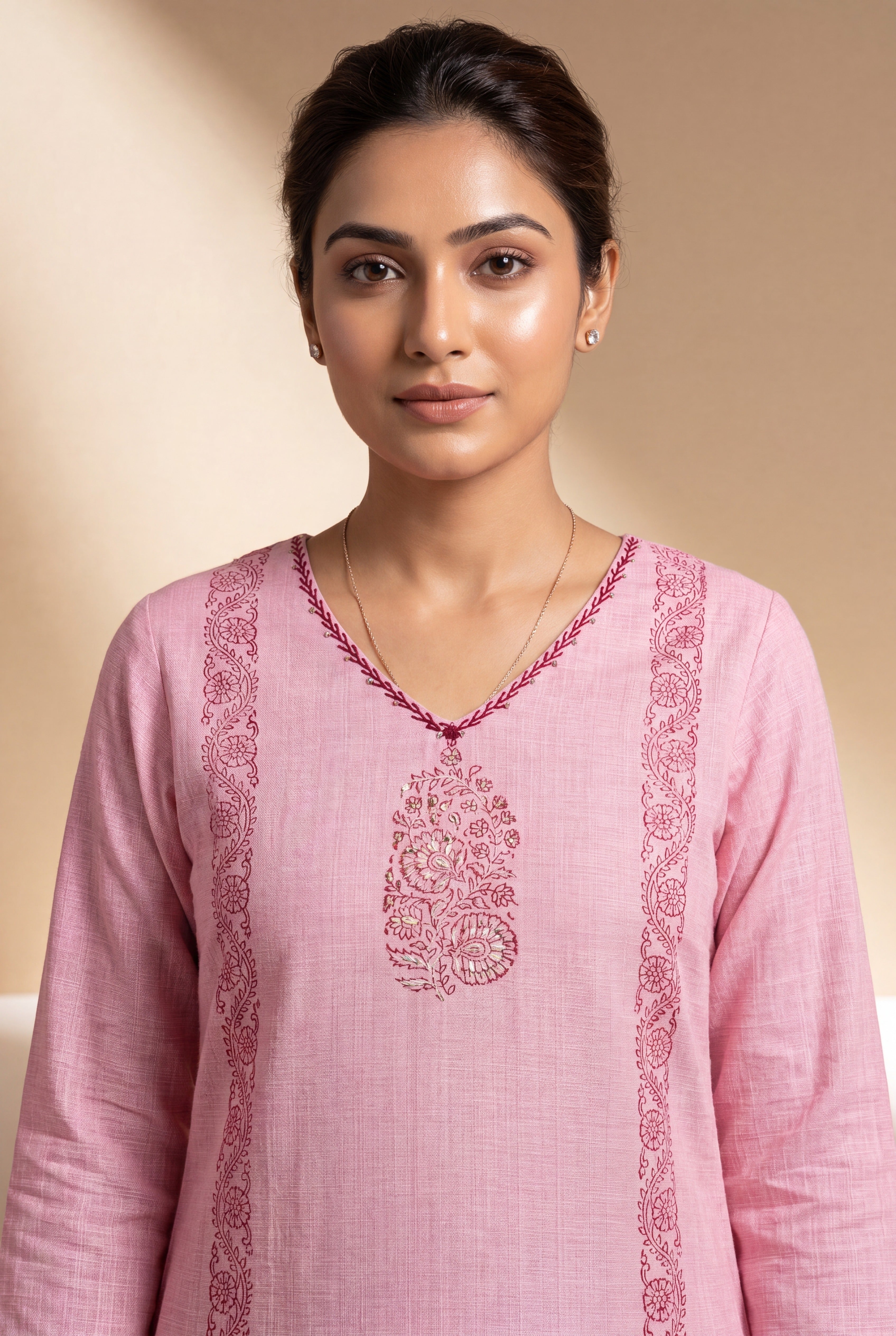Pastel Pink Sutralekha Kurti with Sequin work