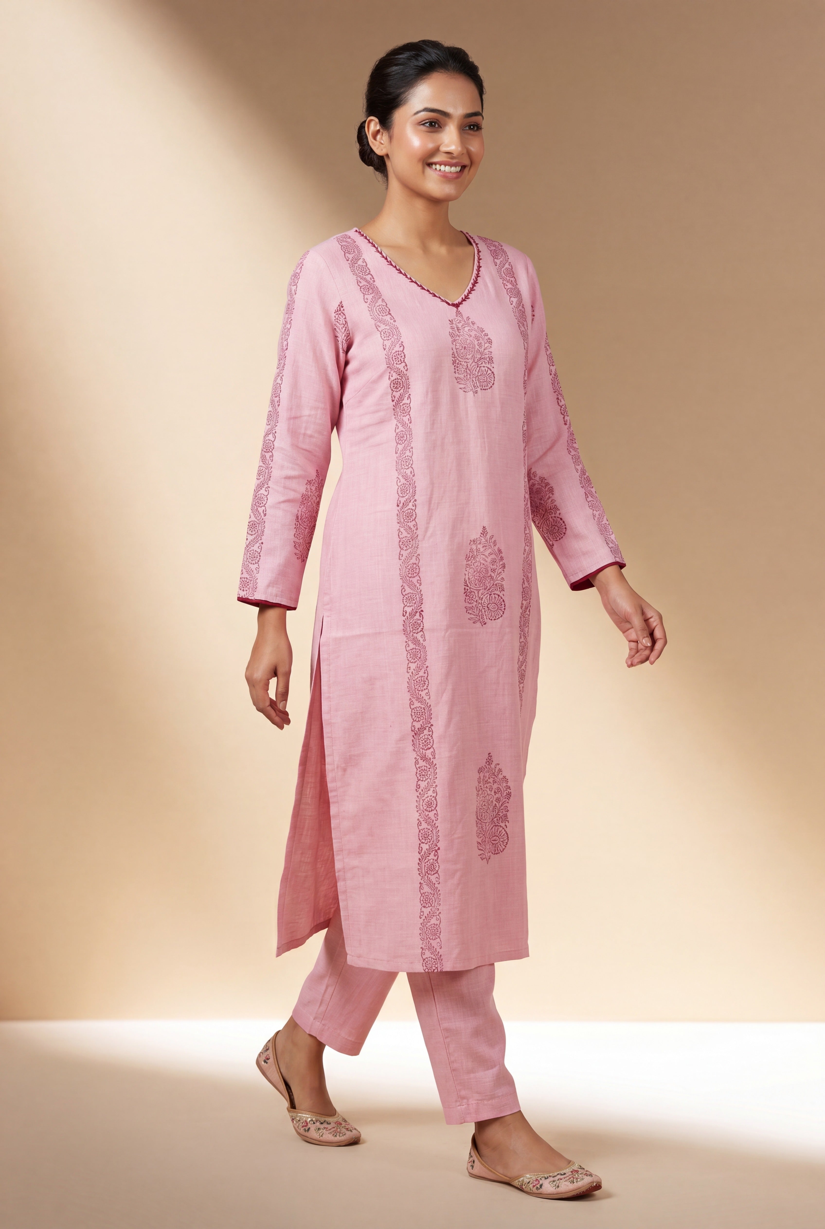 Pastel Pink Sutralekha Kurti with Sequin work