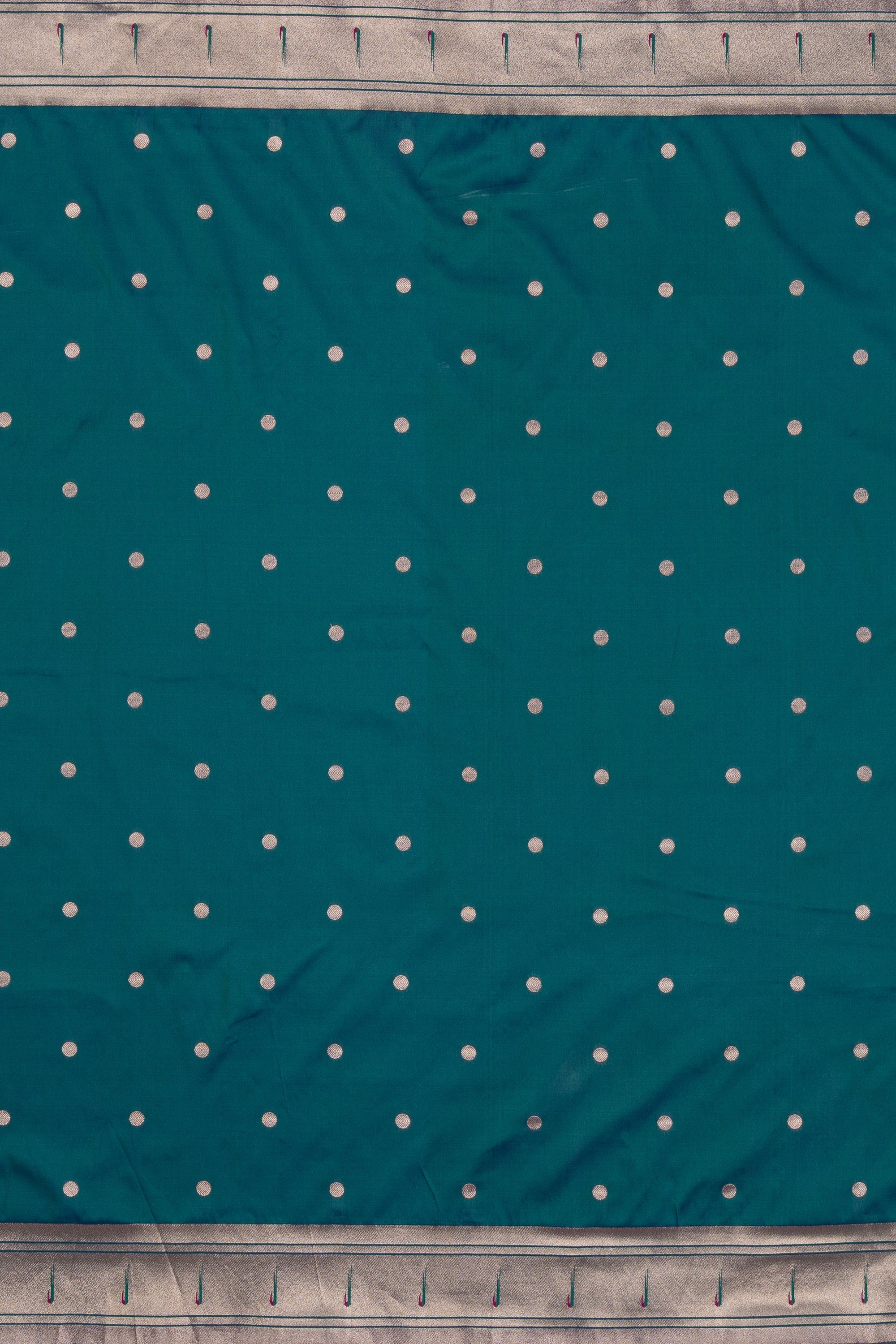 Peacock Blue Katan Silk Paithani Saree with Padma–Śuka–Mayūra Pallu and Zari butti
