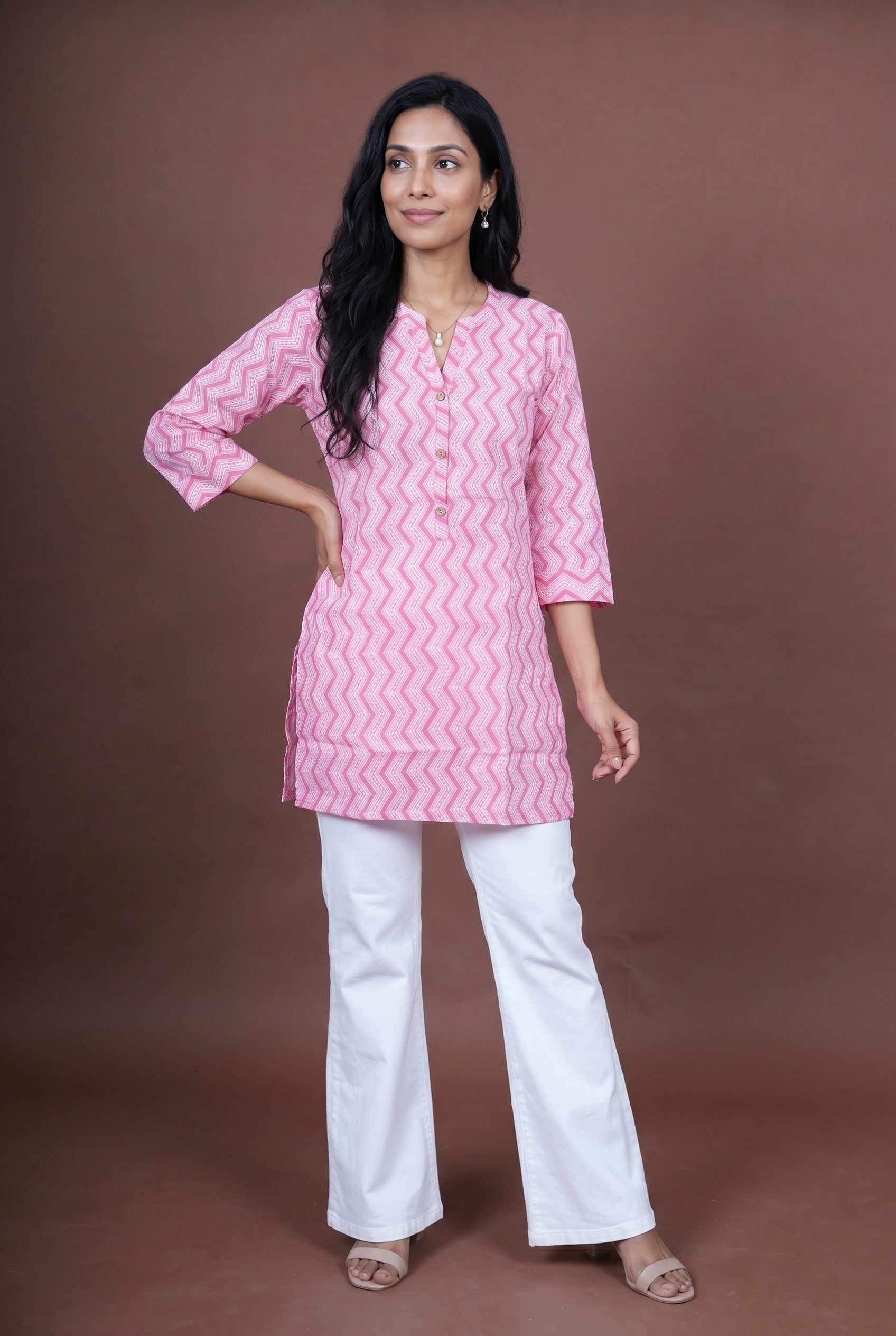 Pink Leher Short Kurti