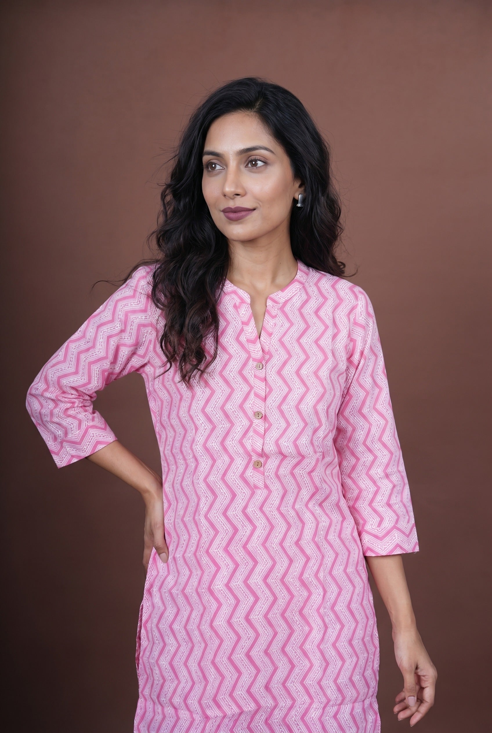 Pink Leher Short Kurti