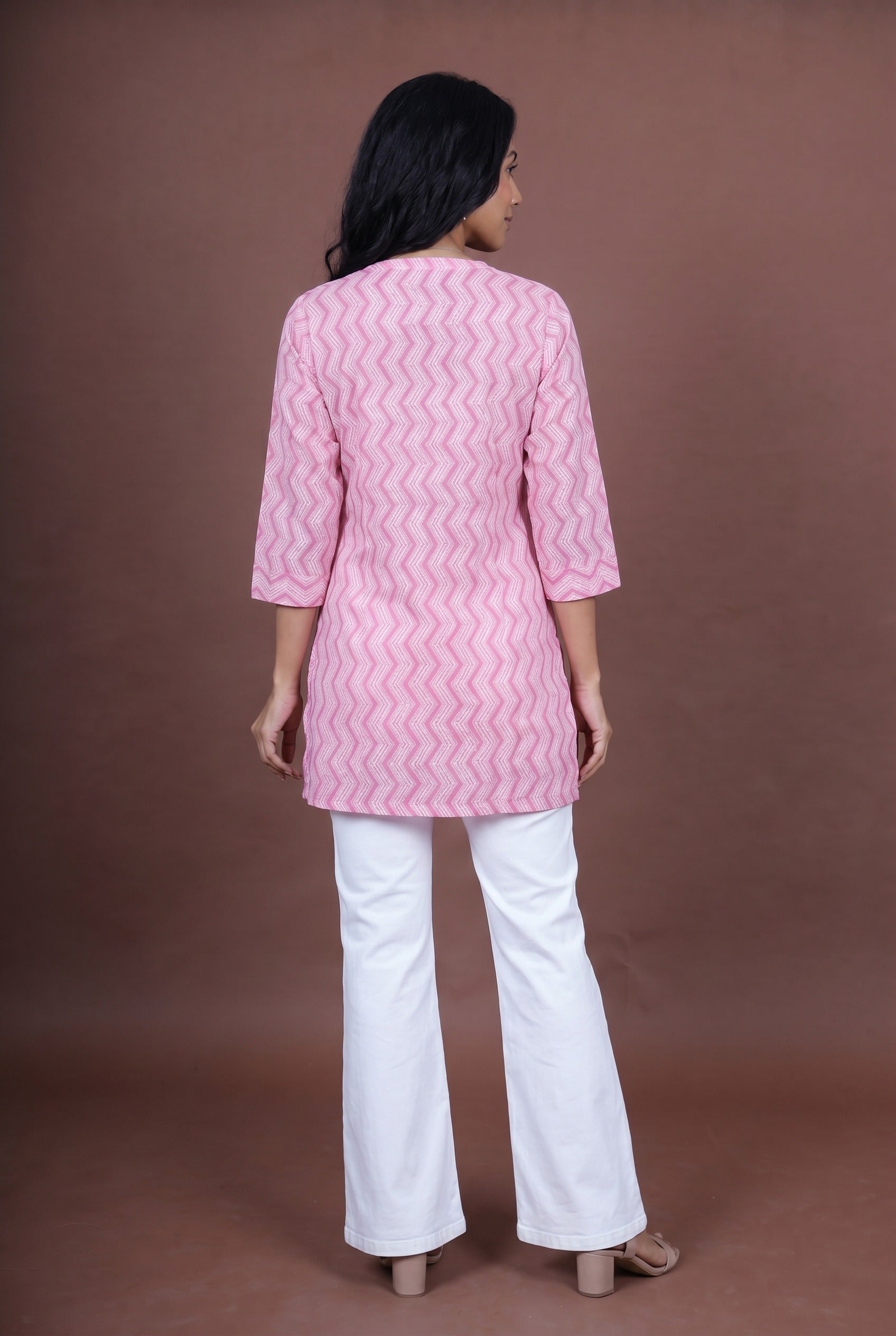 Pink Leher Short Kurti