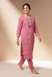 Pink Padmika Cotton Kurti with Printed Motifs