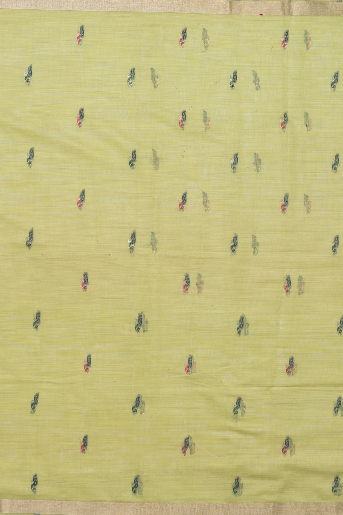 Pista Green Jamdhani Cotton Paithani Saree with Meena Mor butti and Meenakari Mor Pallu