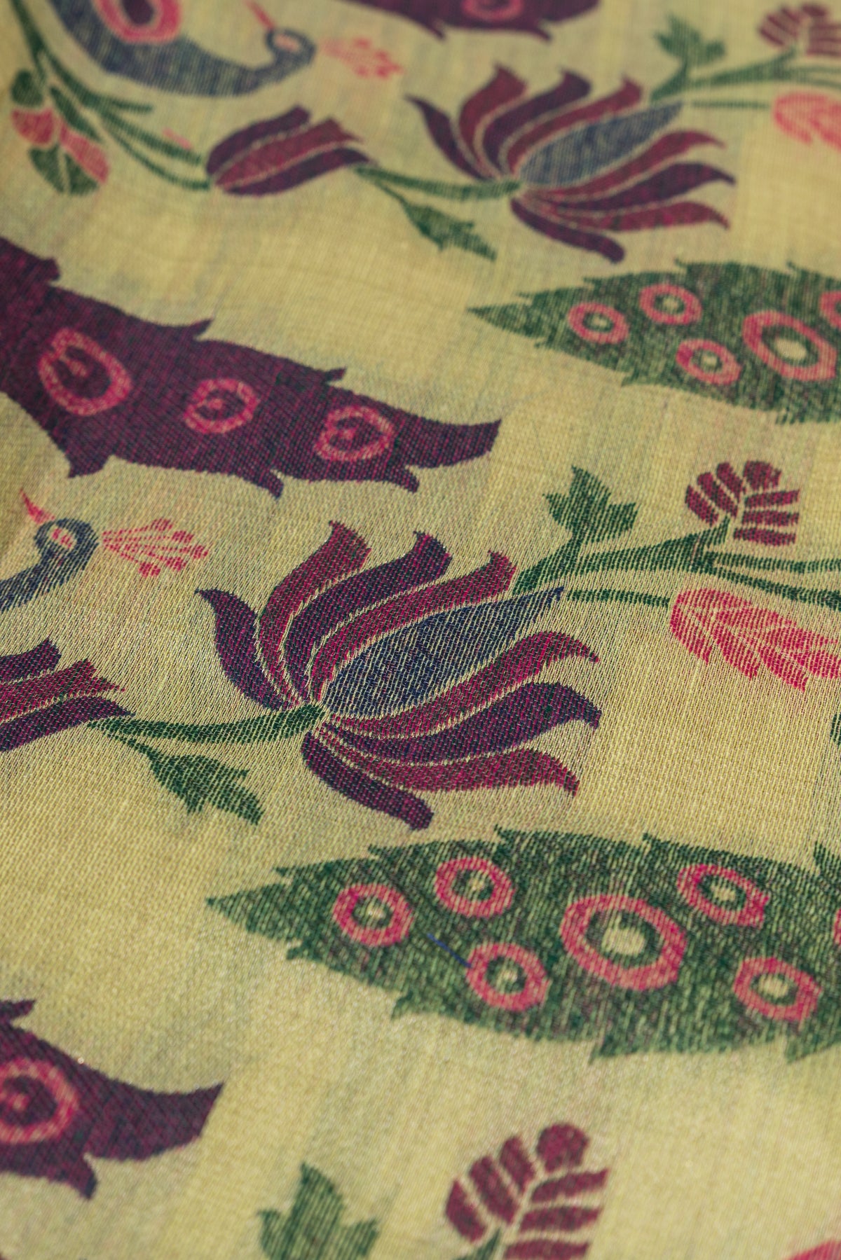 Pista Green Jamdhani Cotton Paithani Saree with Meena Mor butti and Meenakari Mor Pallu