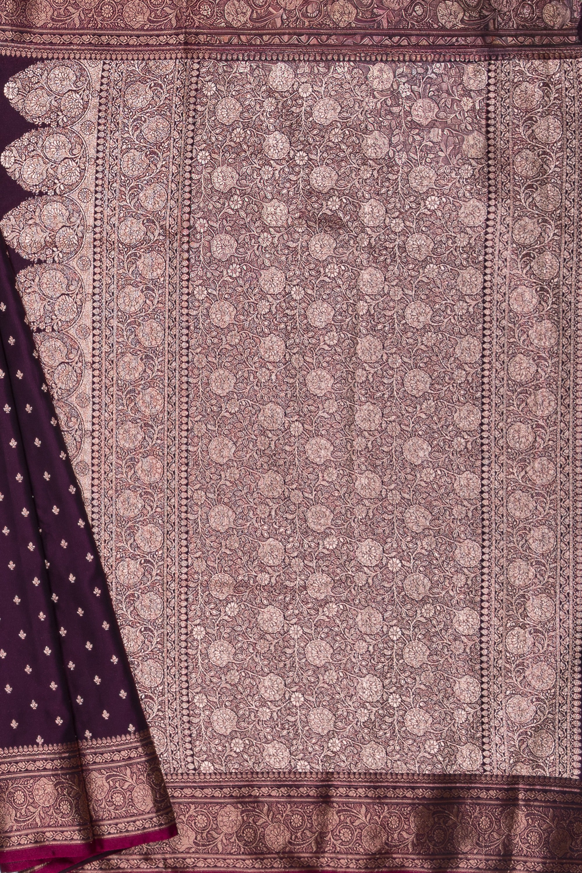 Plum Purple Soft Silk Banarasi Saree with Gold Zari Suvarṇa Padma Pallu