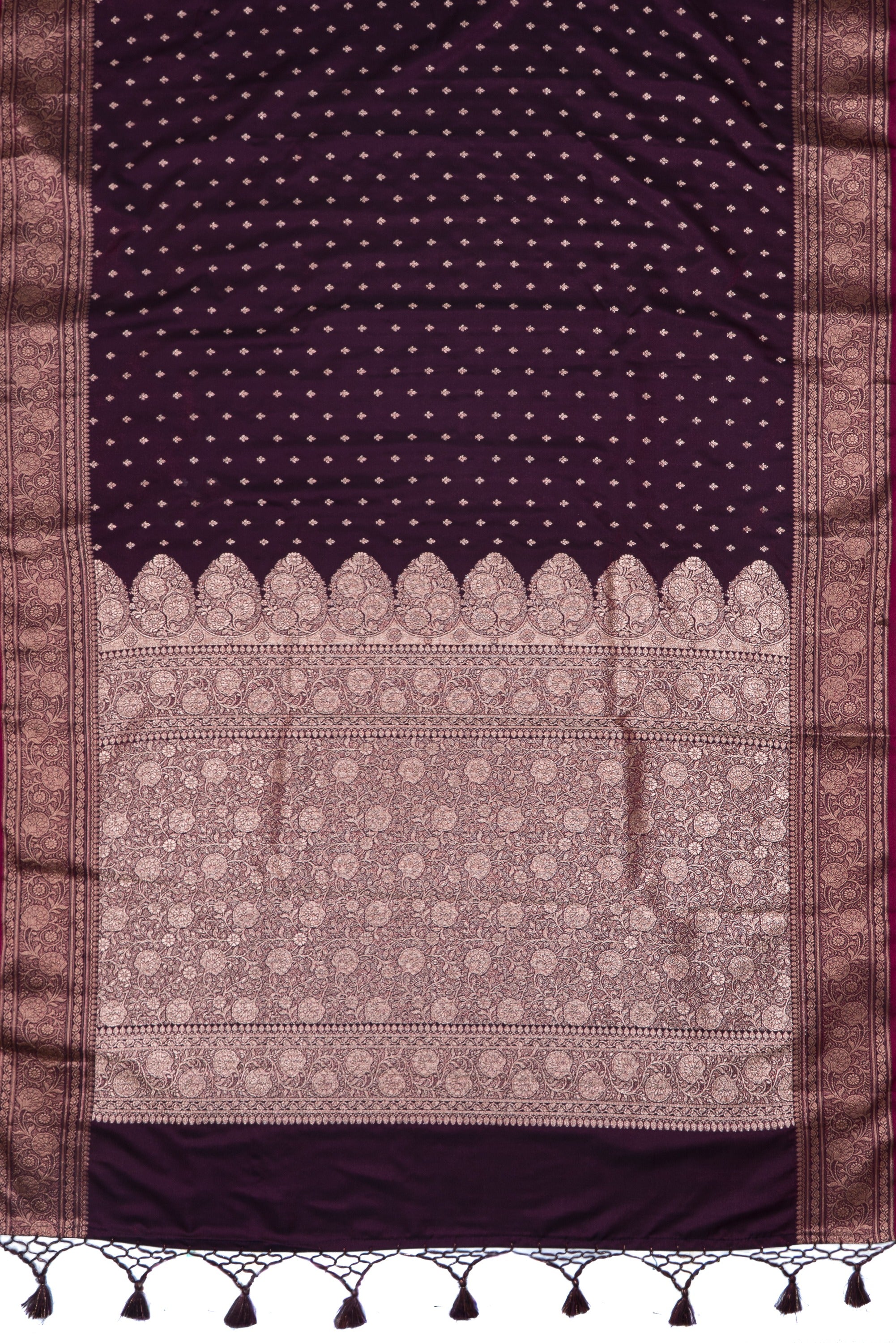 Plum Purple Soft Silk Banarasi Saree with Gold Zari Suvarṇa Padma Pallu