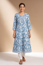 Powder Blue Āvarņa Cotton Kurti