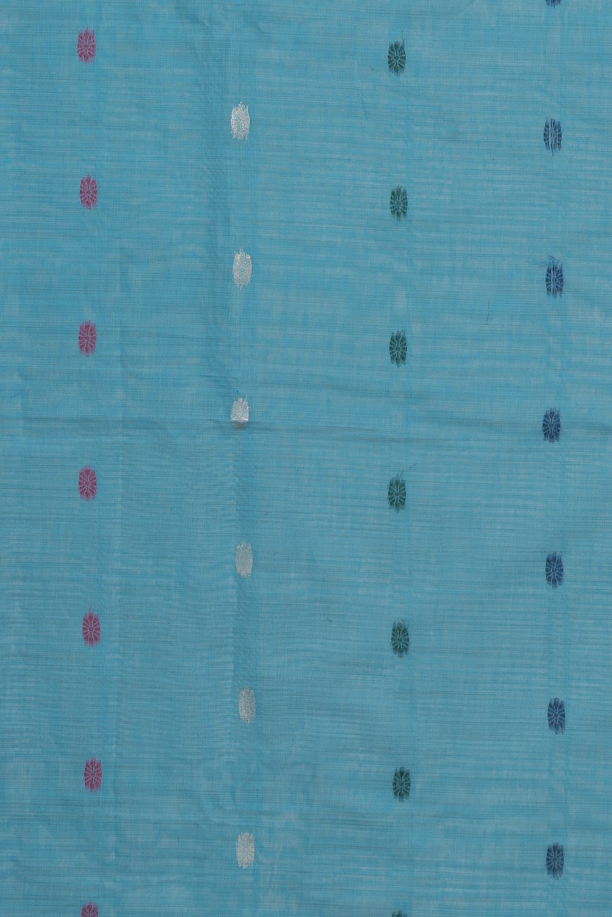 Powder Blue Jamdhani Cotton Paithani Saree with Meena Mor butti and Meenakari Mor Pallu