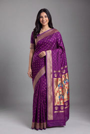 Purple Katan Silk Paithani Saree with Irkal border