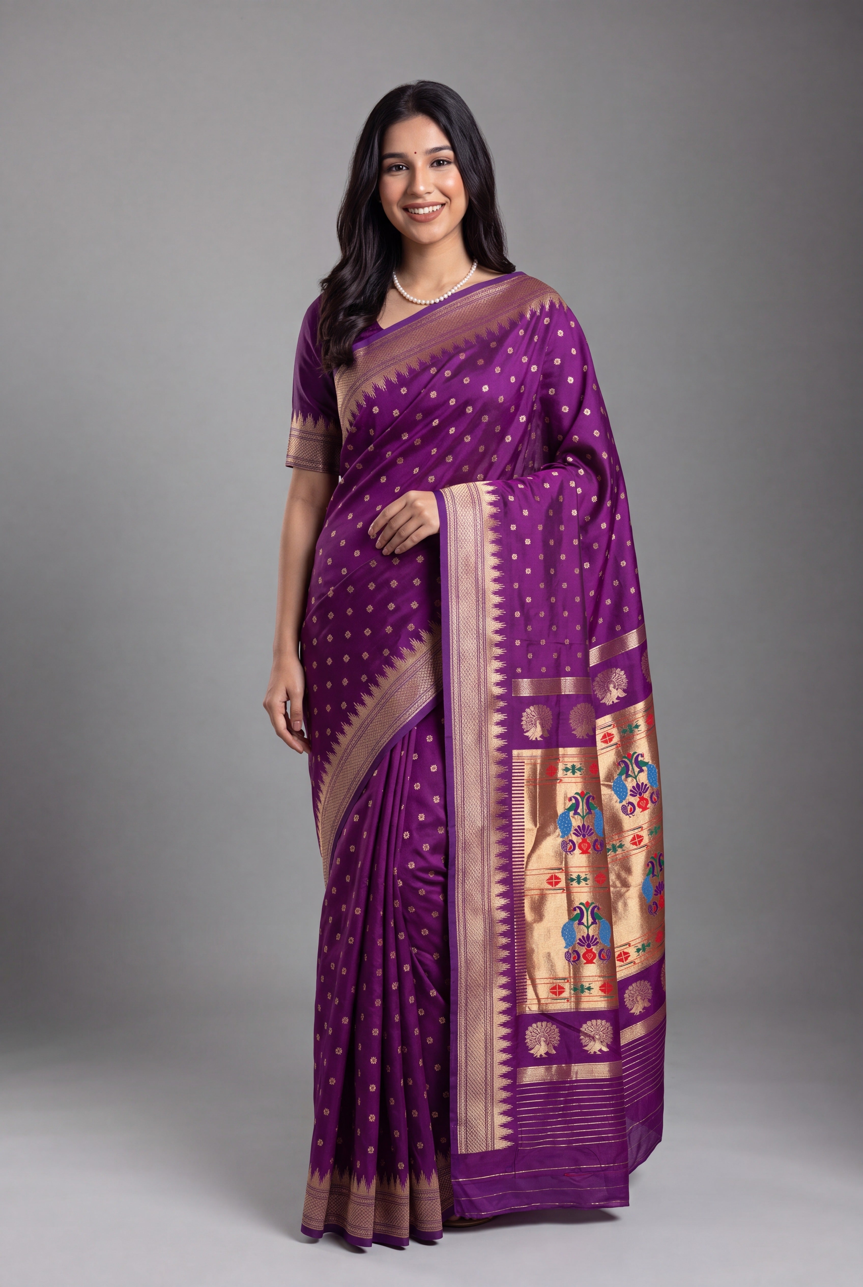 Purple Katan Silk Paithani Saree with Irkal border