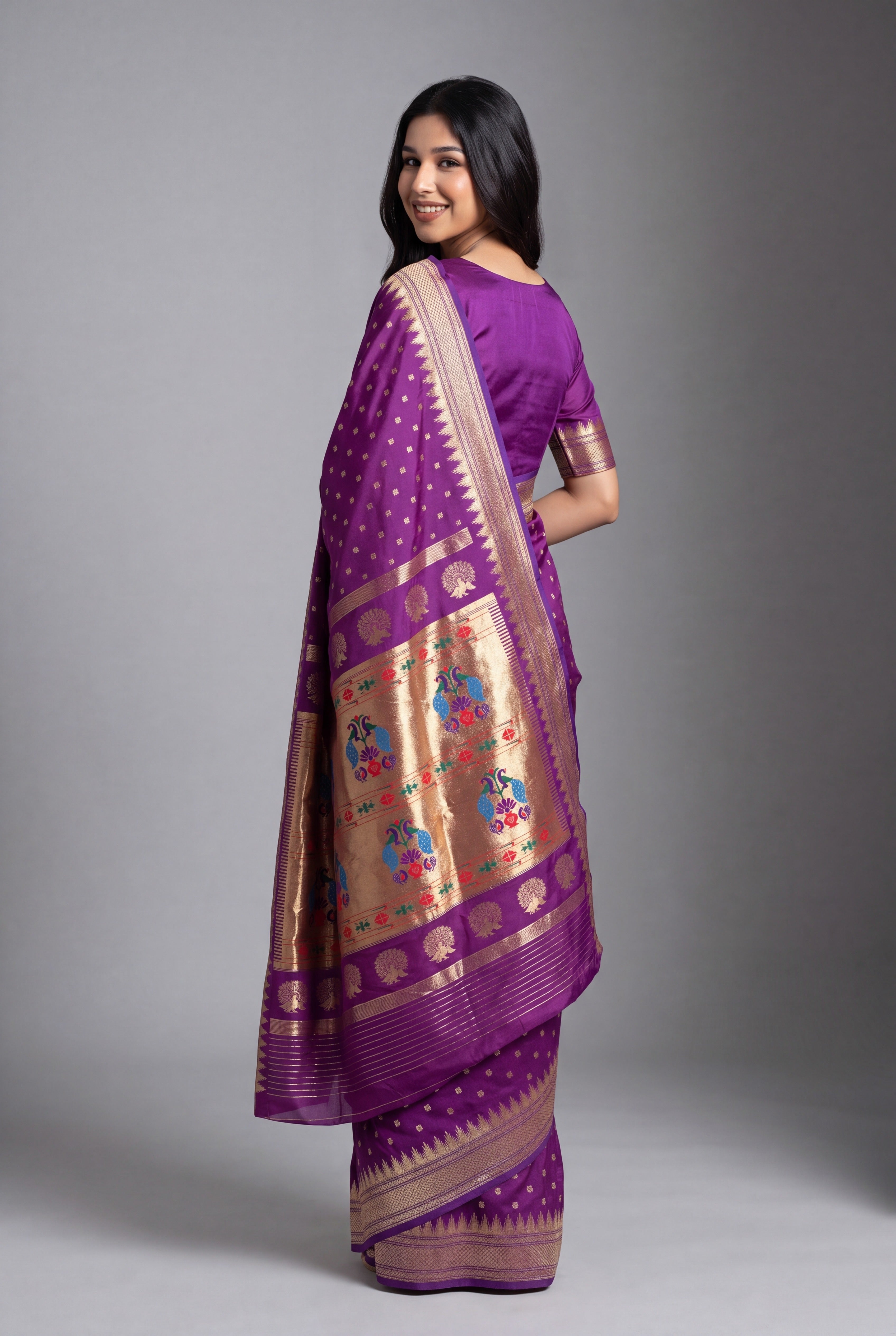 Purple Katan Silk Paithani Saree with Irkal border