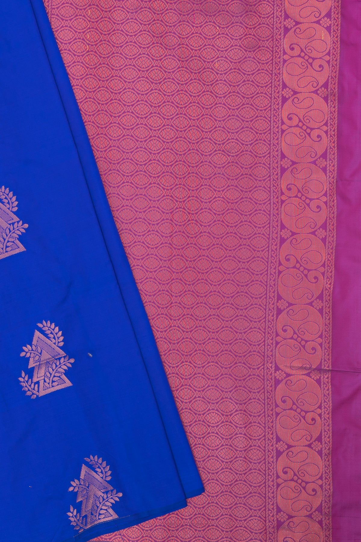 Purple Soft Silk Banarasi Saree with Copper Zari Triangle Butti & Copper Zari Pallu