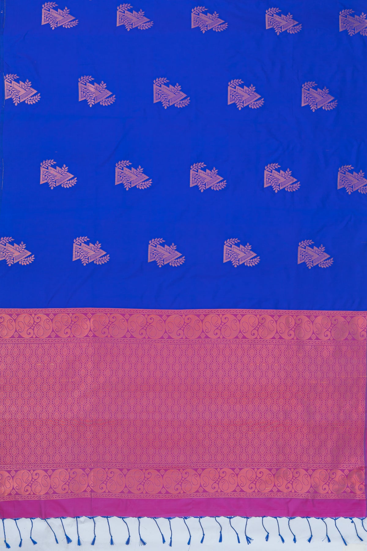 Purple Soft Silk Banarasi Saree with Copper Zari Triangle Butti & Copper Zari Pallu