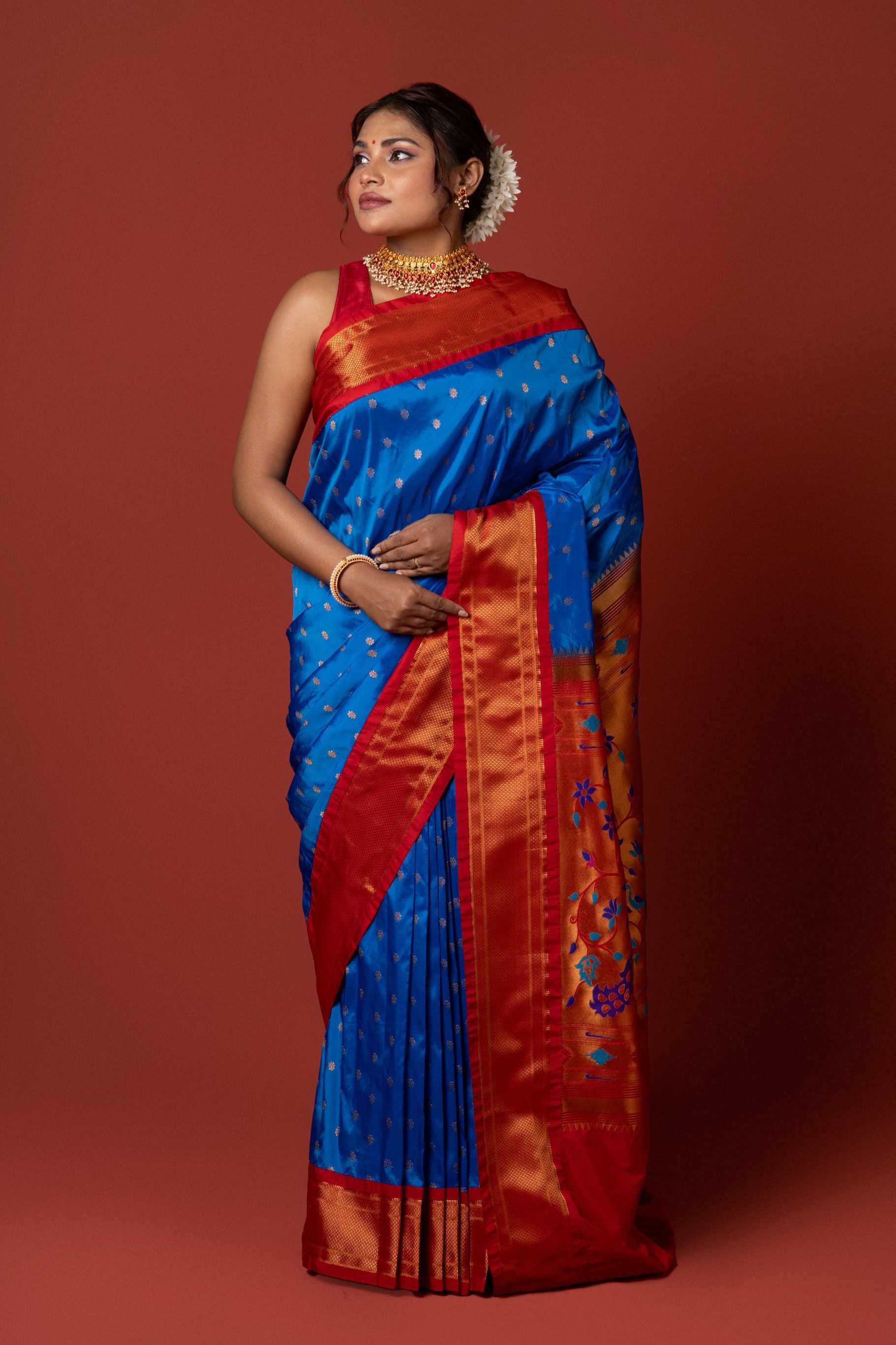 Blue Apurva Silk Paithani Saree