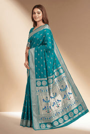 Rama Green Apurva Silk Paithani Saree with Nath butti