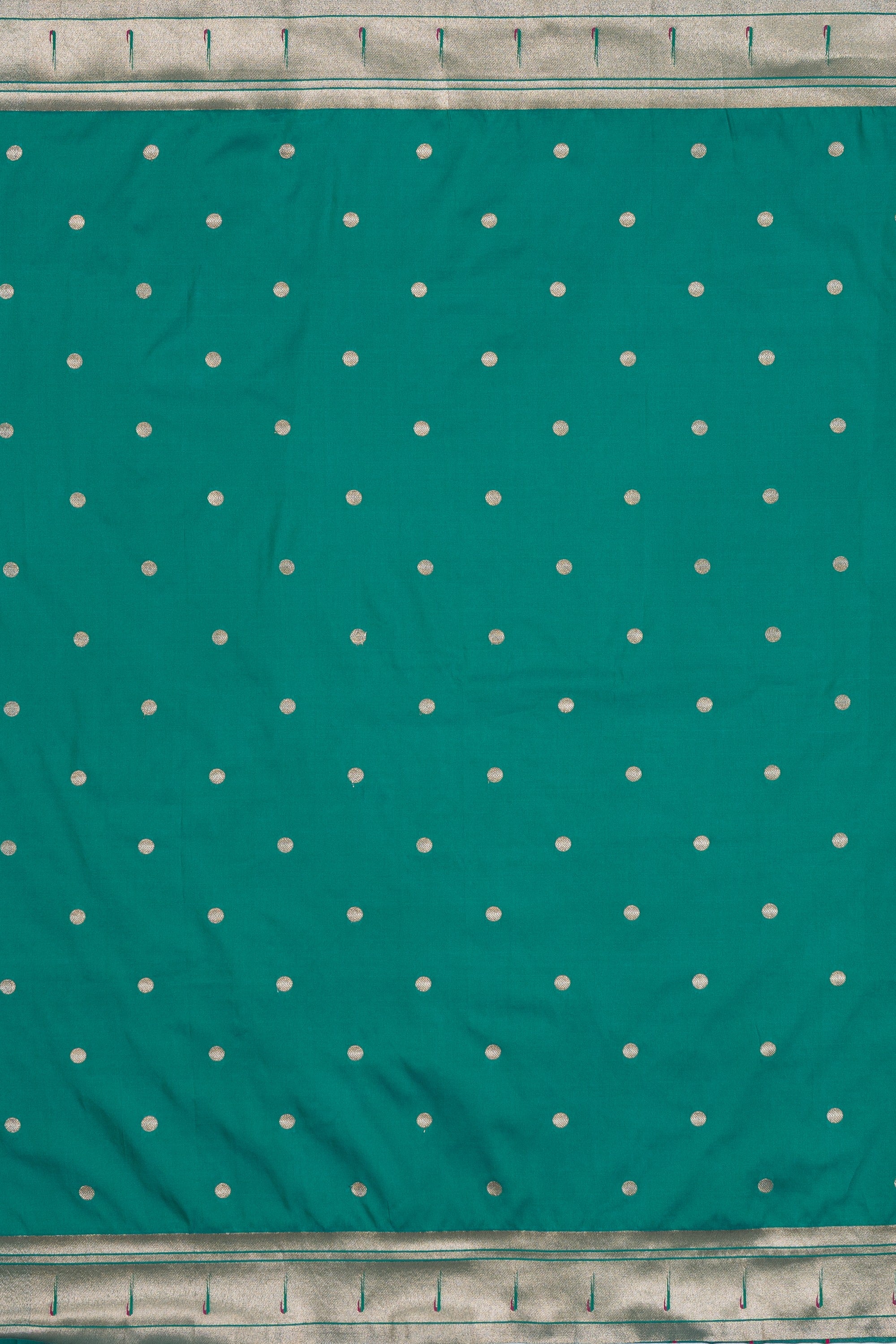 Rama Green Katan Silk Paithani Saree with Padma–Śuka–Mayūra Pallu and Zari butti