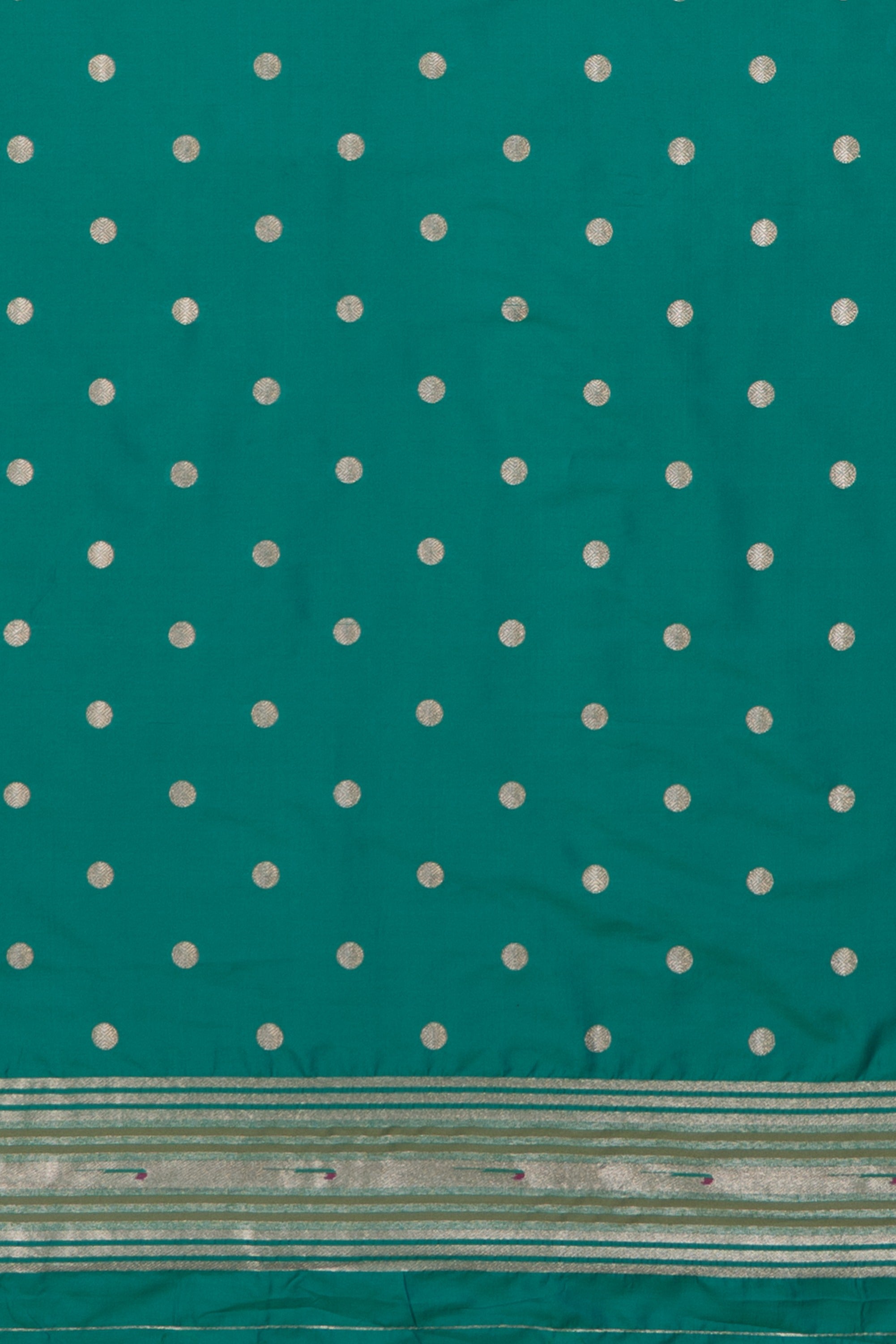 Rama Green Katan Silk Paithani Saree with Padma–Śuka–Mayūra Pallu and Zari butti