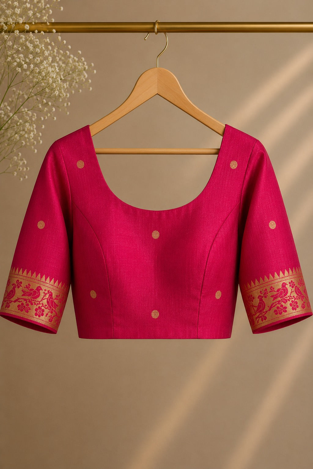 Rani Pink Tussar Silk Paithani Saree with Vihaṅga Pallu and border