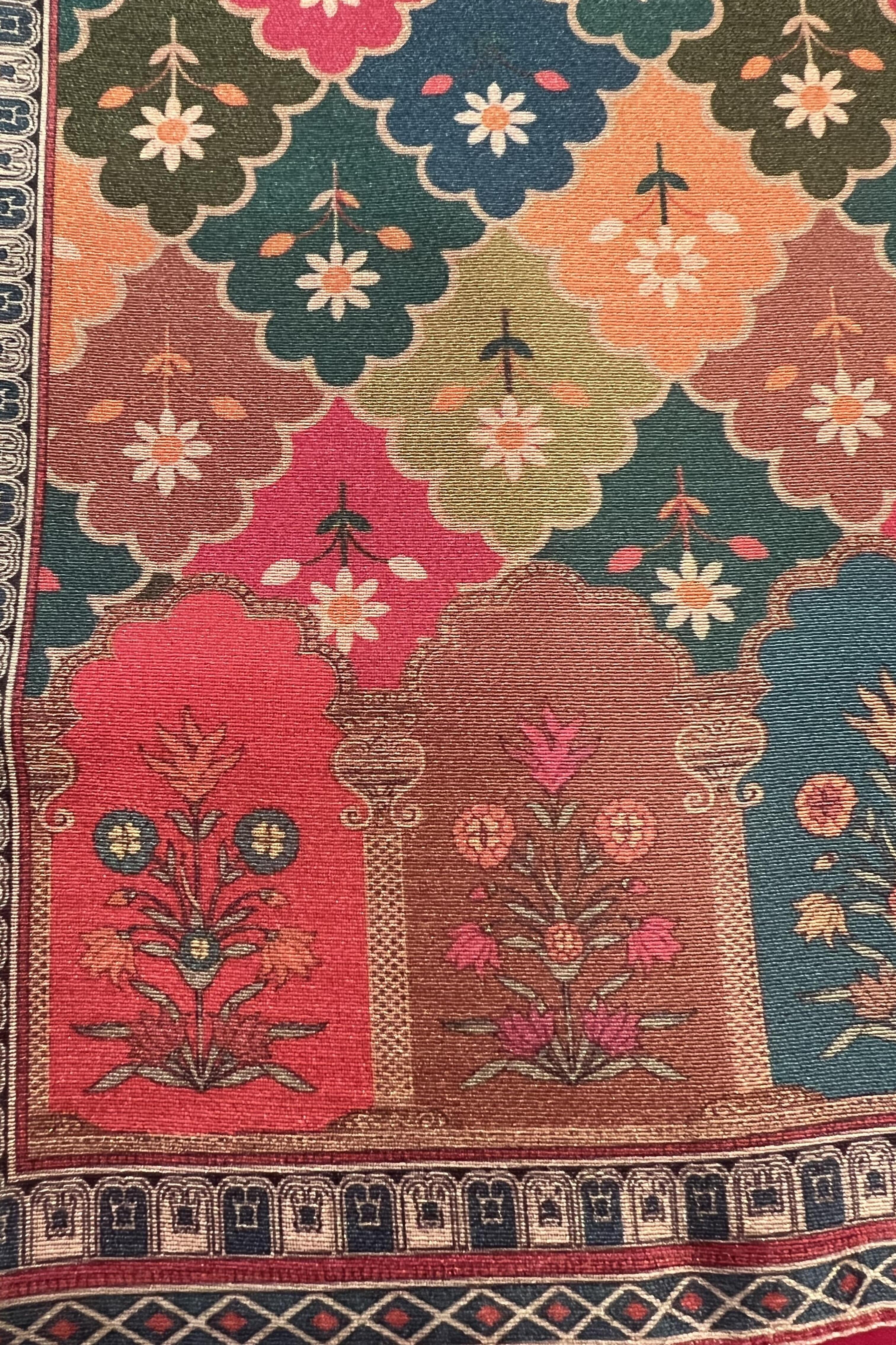 Red Rani Cārumatī Kurti with Floral Tissue Print