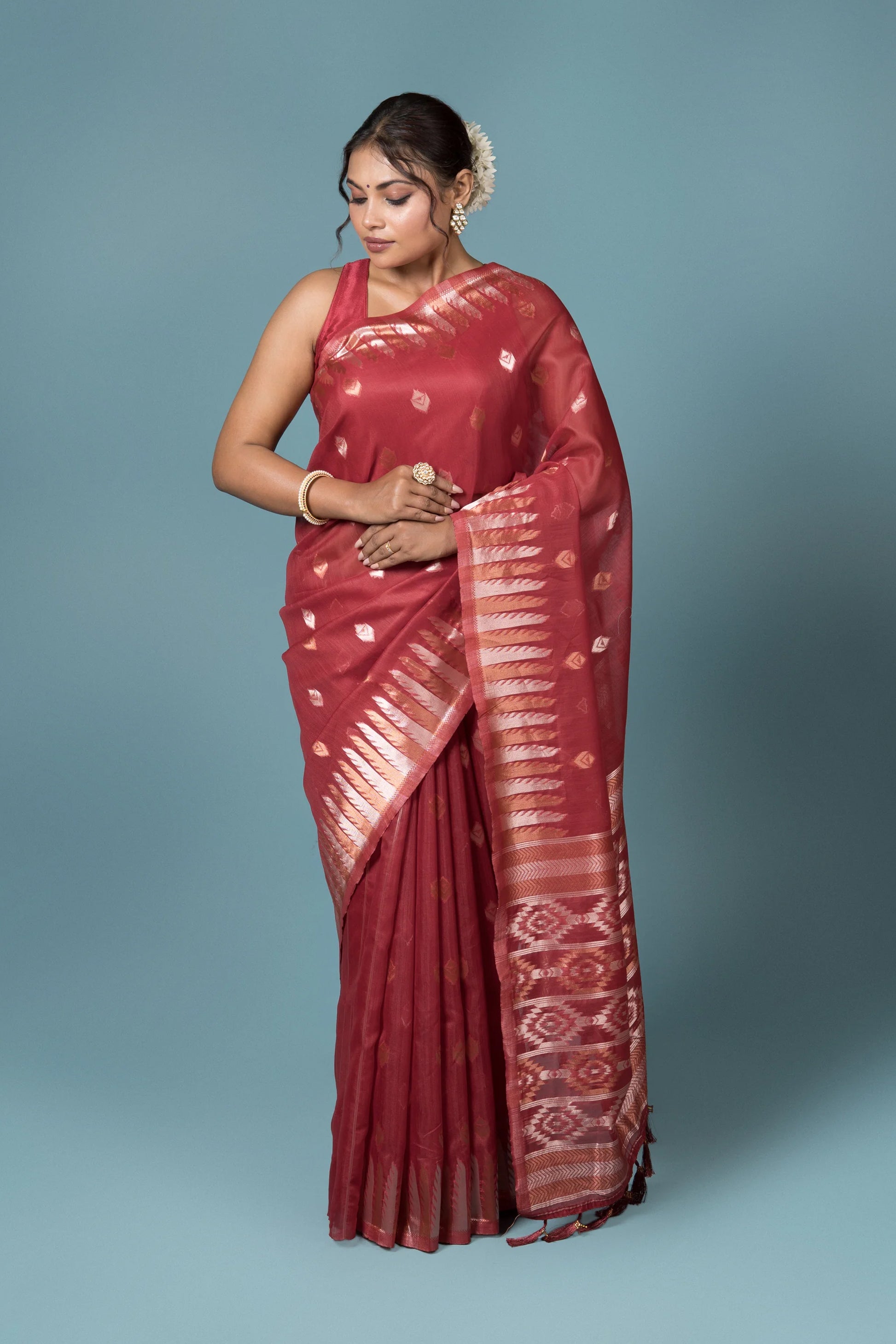 Red Cotton Saree