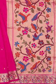 Rose Pink Tussar Silk Paithani Saree with Pakṣivana Pallu
