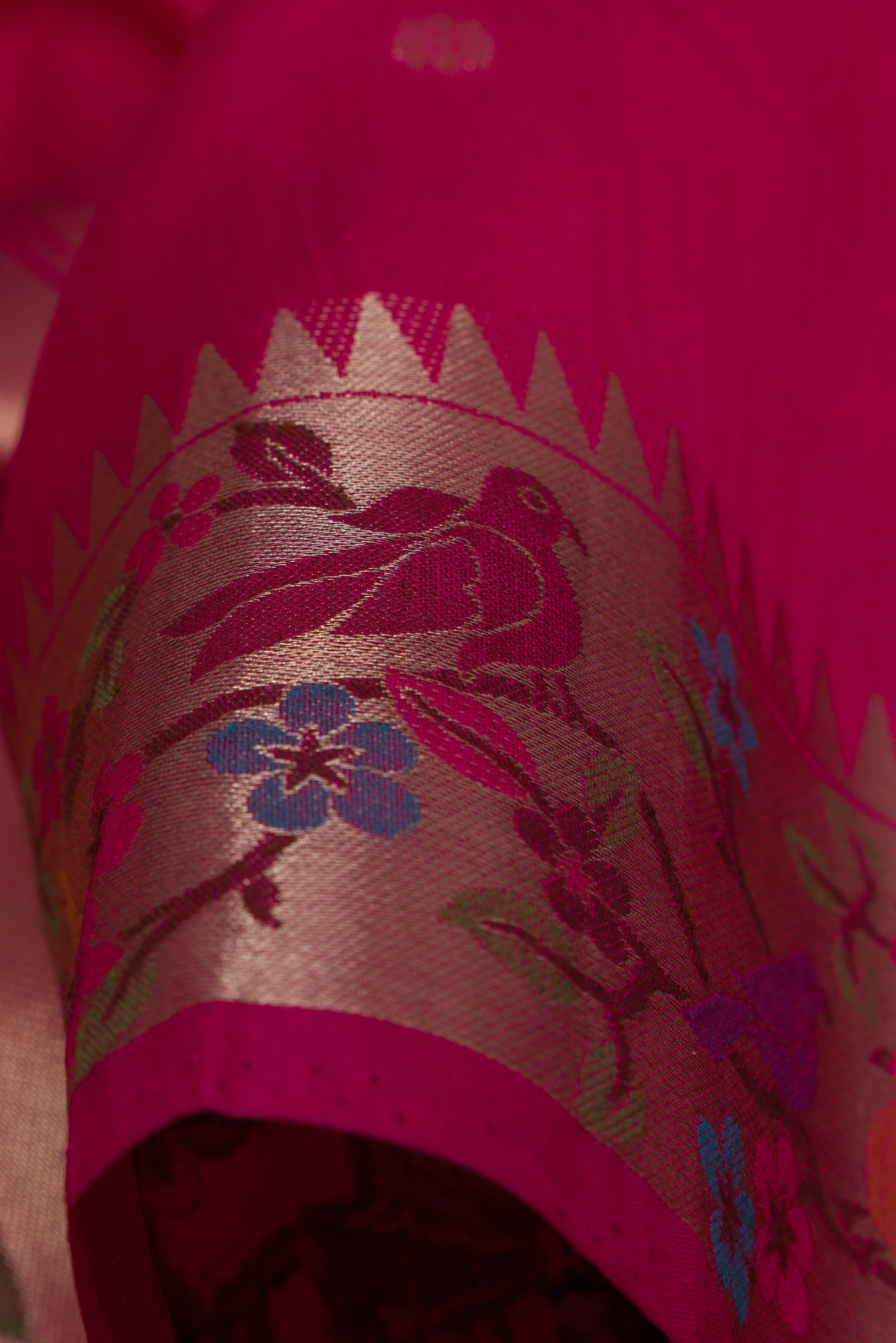 Rose Pink Tussar Silk Paithani Saree with Pakṣivana Pallu