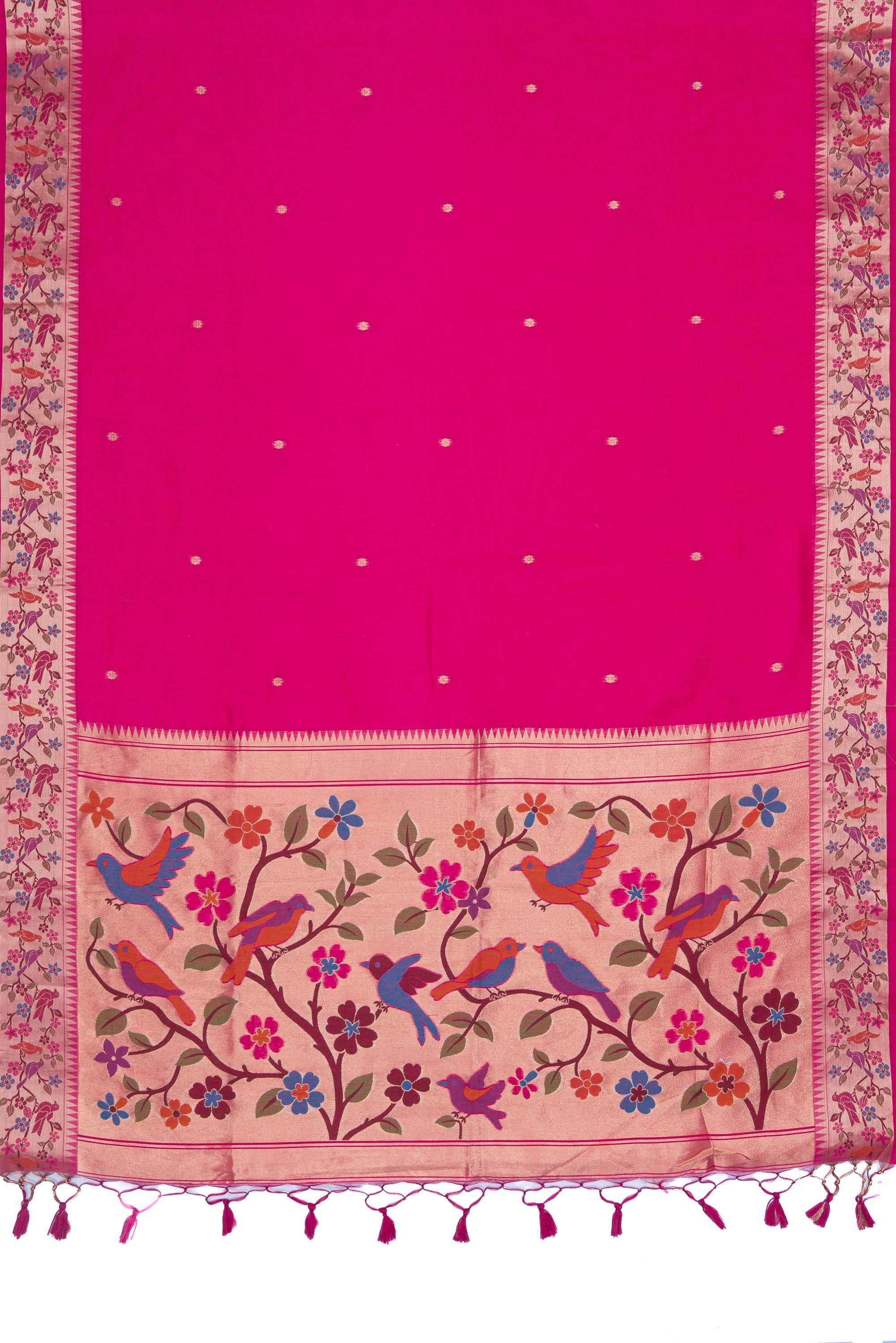 Rose Pink Tussar Silk Paithani Saree with Pakṣivana Pallu