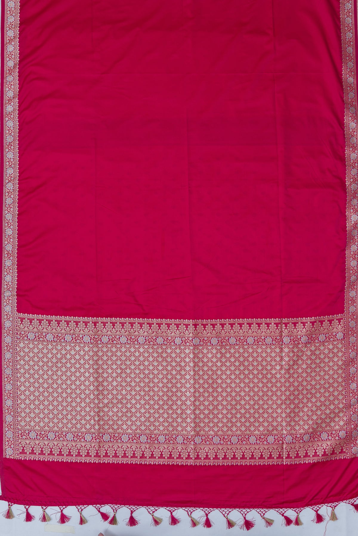 Rosewood Pink Katan Silk Banarasi Saree with Dual Zari Pallu and border