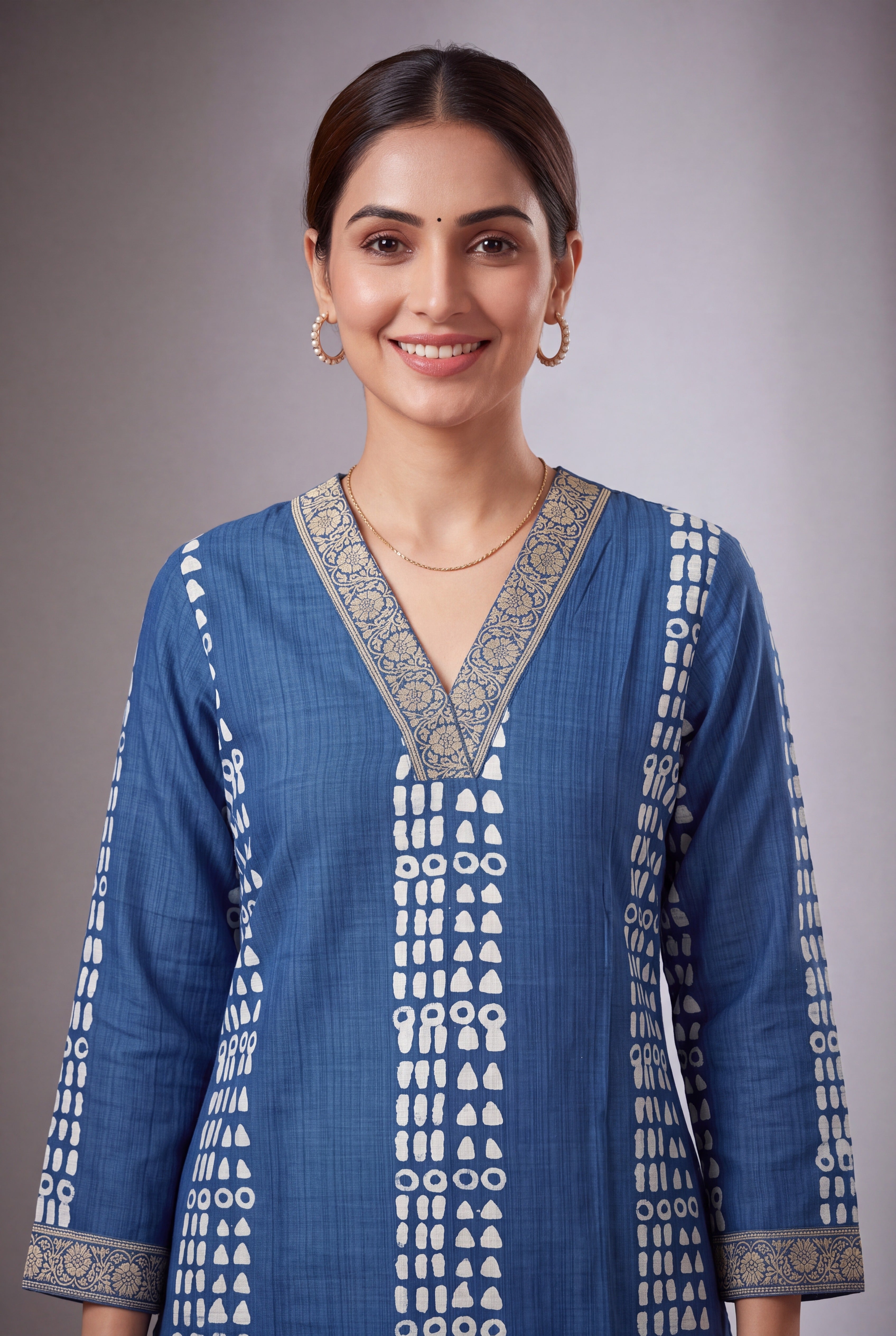Royal Blue Akrti Kurti with Jaal Zariwork
