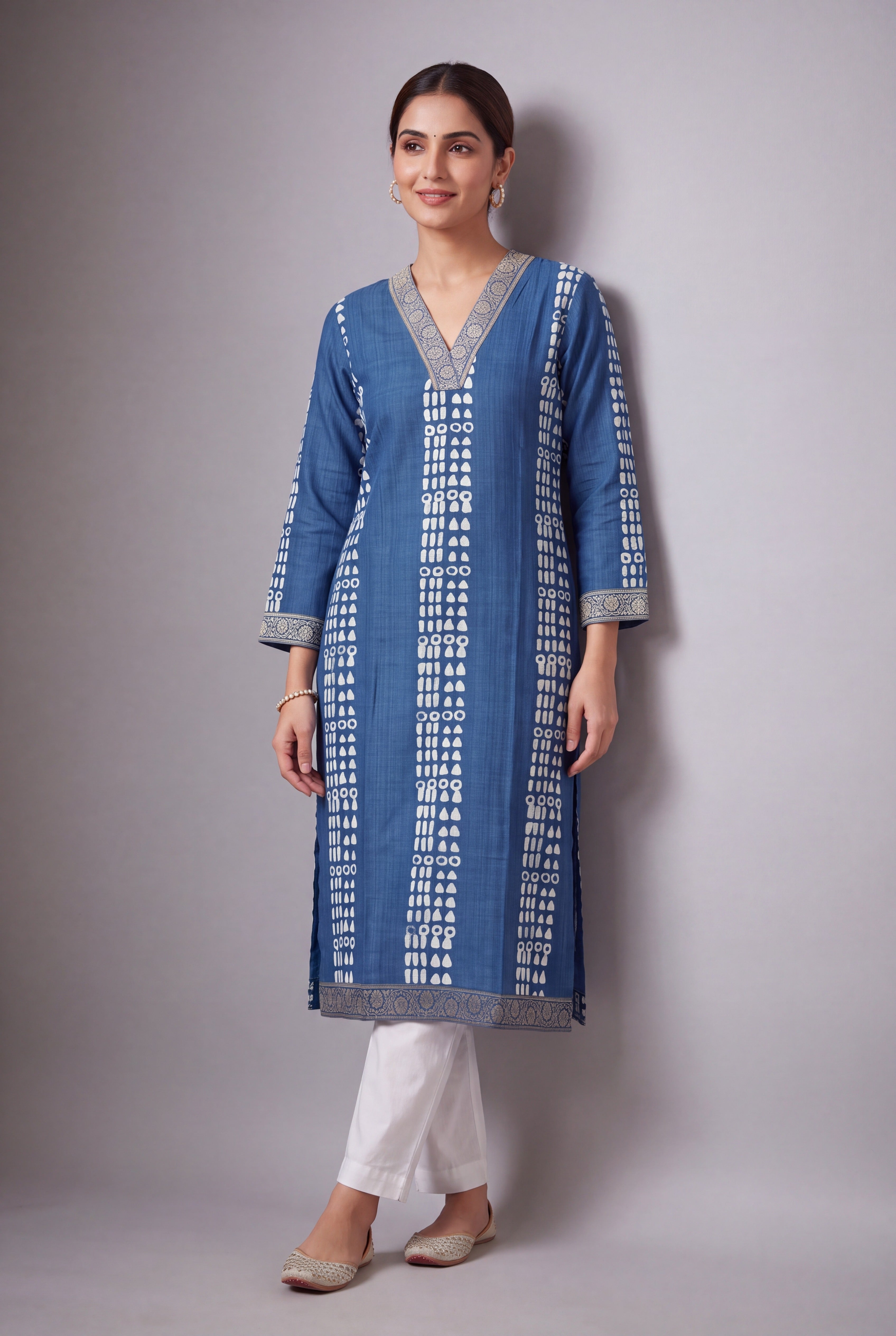 Royal Blue Akrti Kurti with Jaal Zariwork