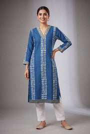Royal Blue Akrti Kurti with Jaal Zariwork