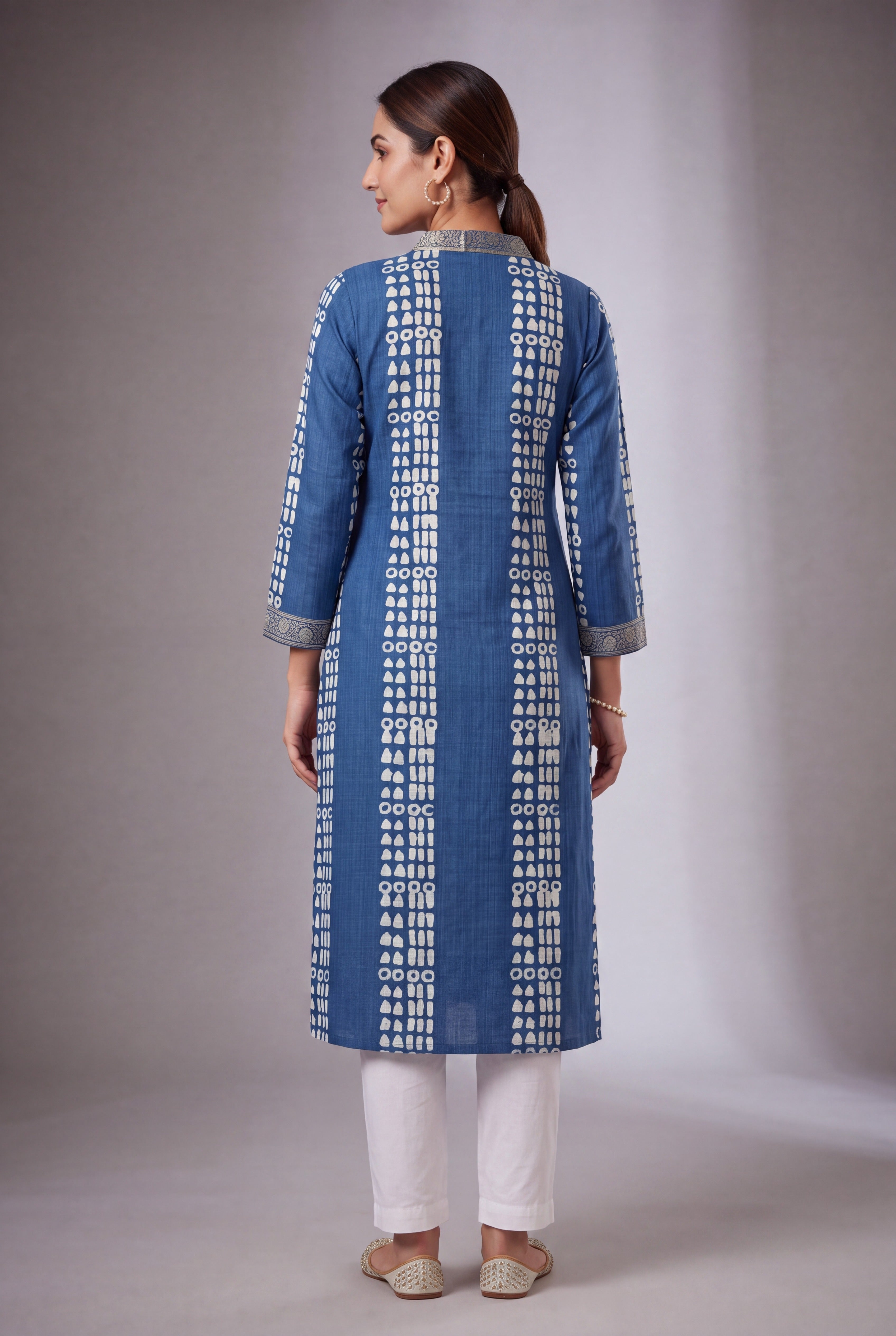 Royal Blue Akrti Kurti with Jaal Zariwork