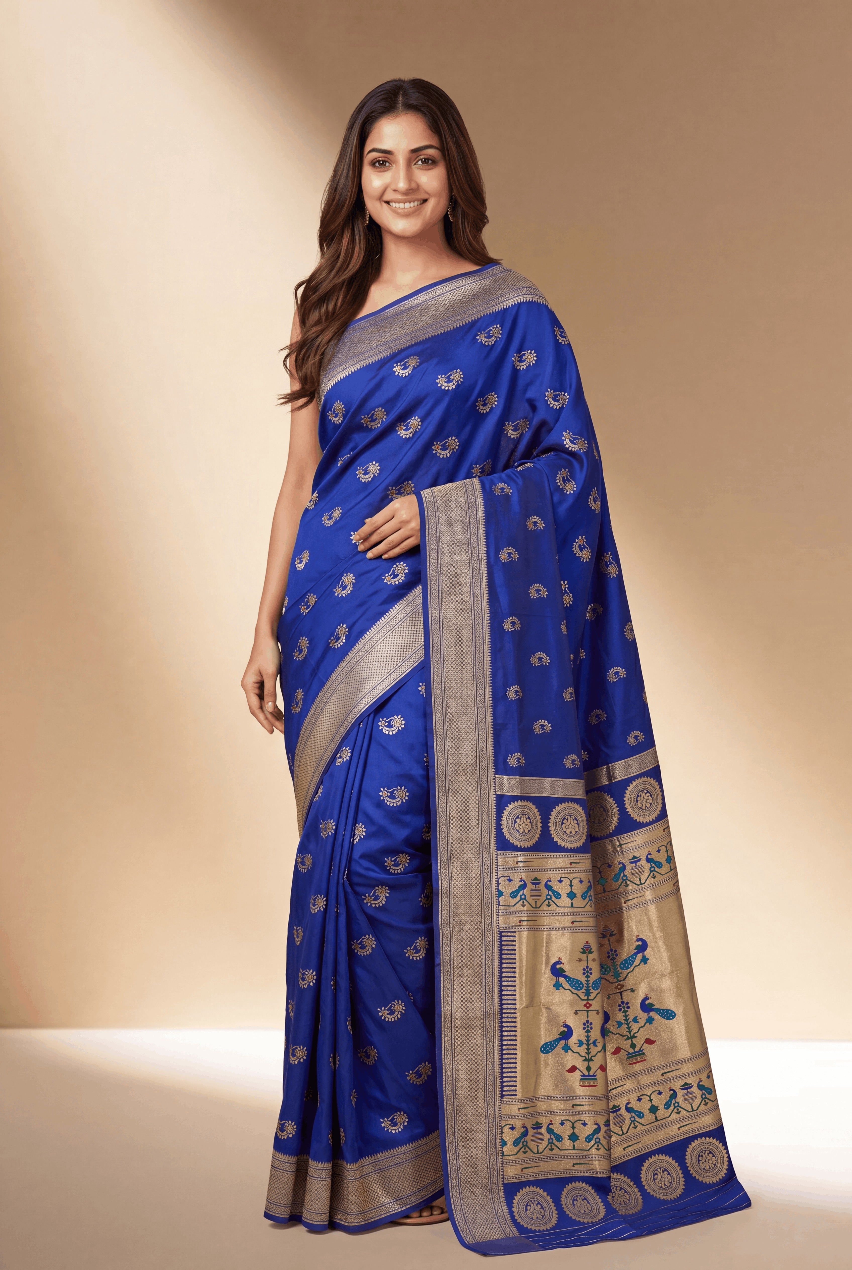 Royal Purple Apurva Silk Paithani Saree with Nath butti