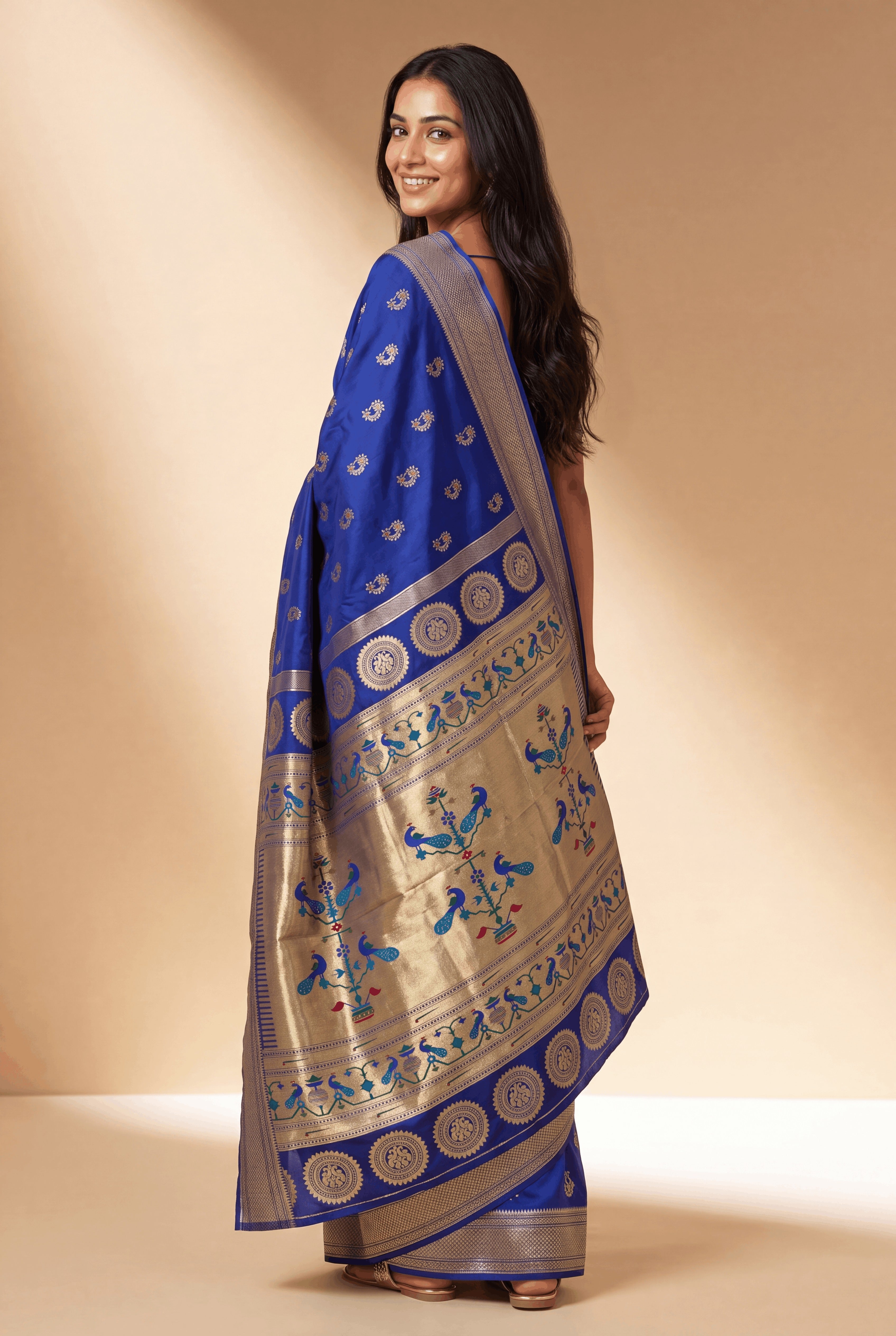 Royal Purple Apurva Silk Paithani Saree with Nath butti