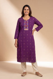Royal Purple Kurti with Sumana threadwork