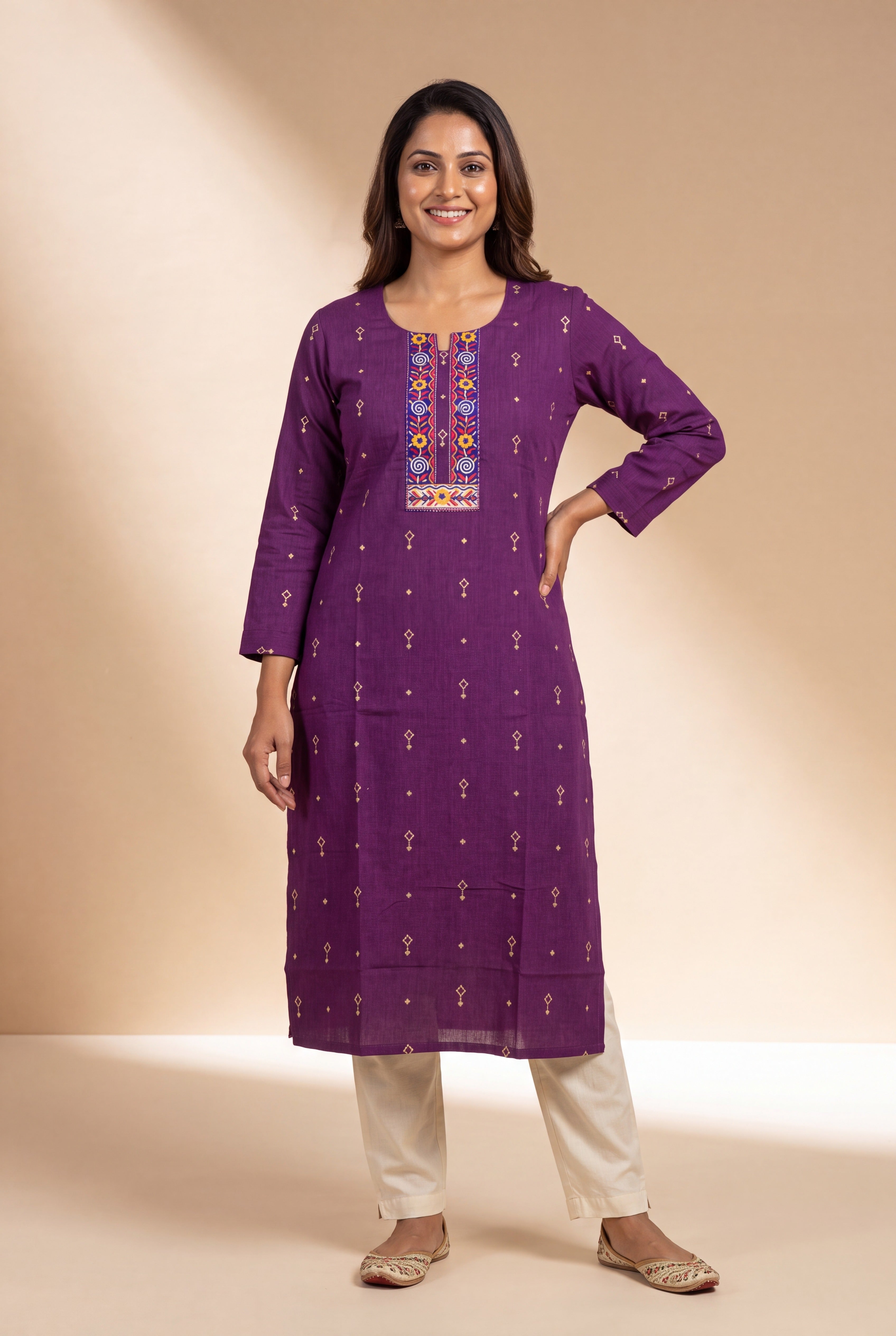Royal Purple Kurti with Sumana threadwork