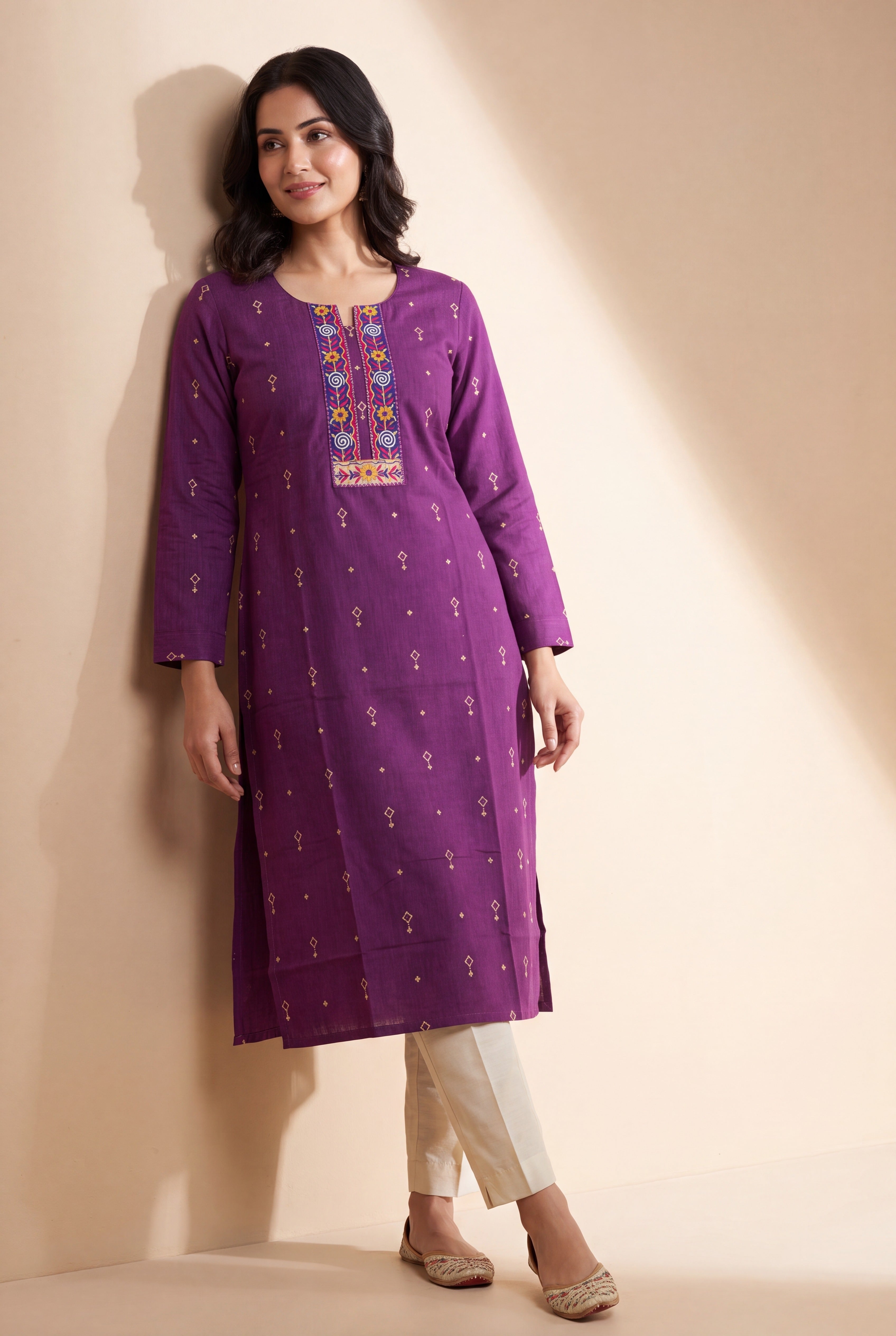 Royal Purple Kurti with Sumana threadwork