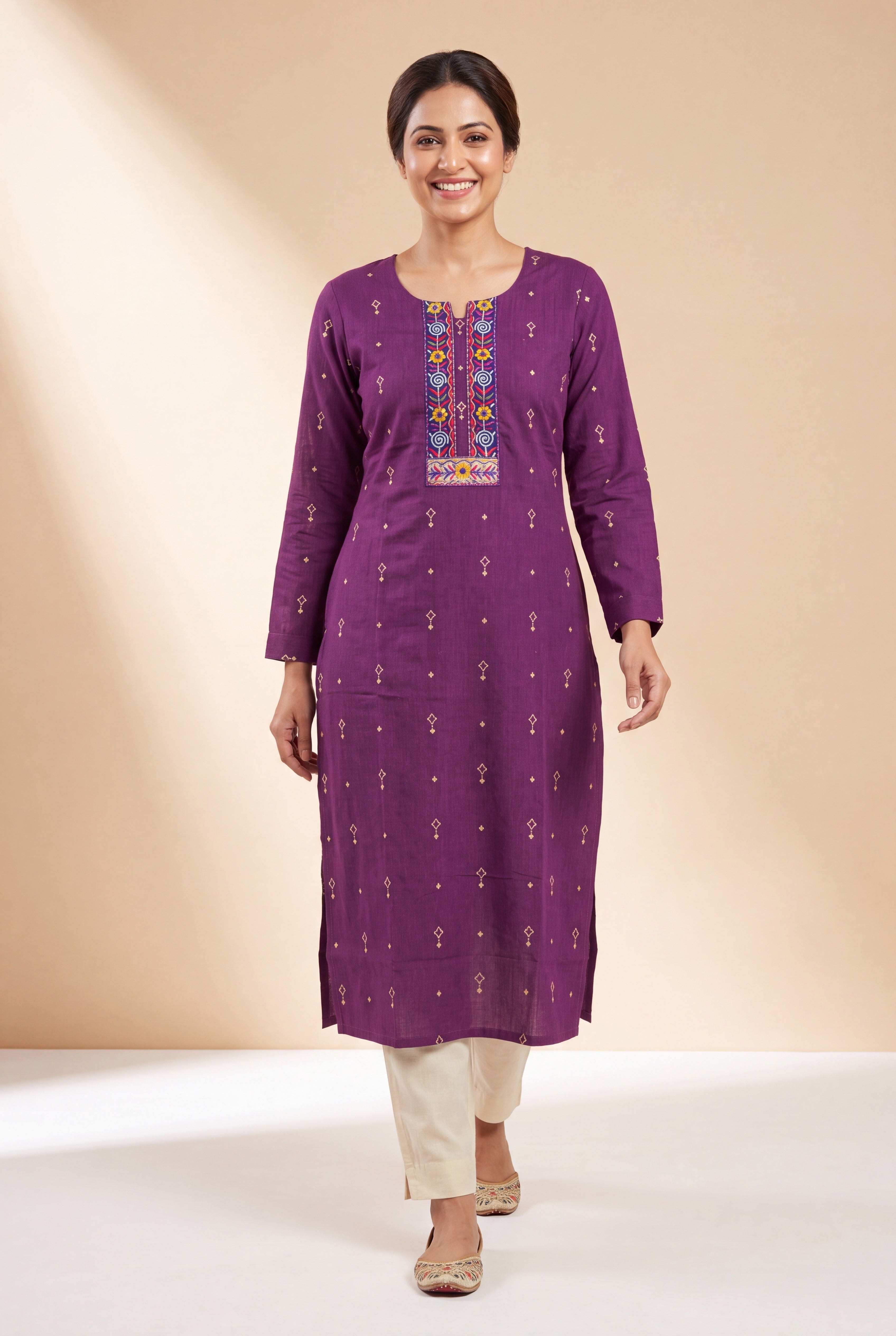 Royal Purple Kurti with Sumana threadwork