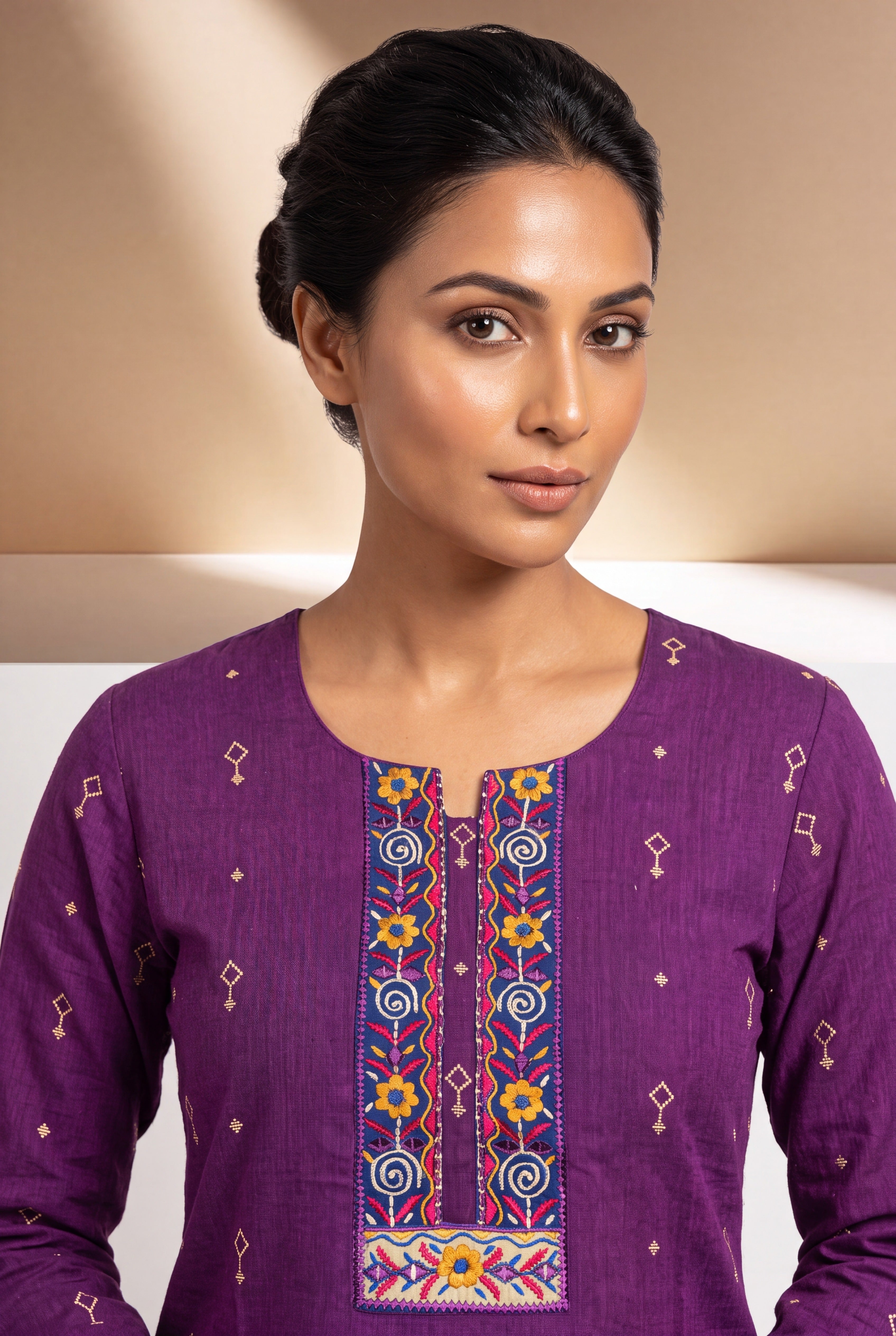 Royal Purple Kurti with Sumana threadwork