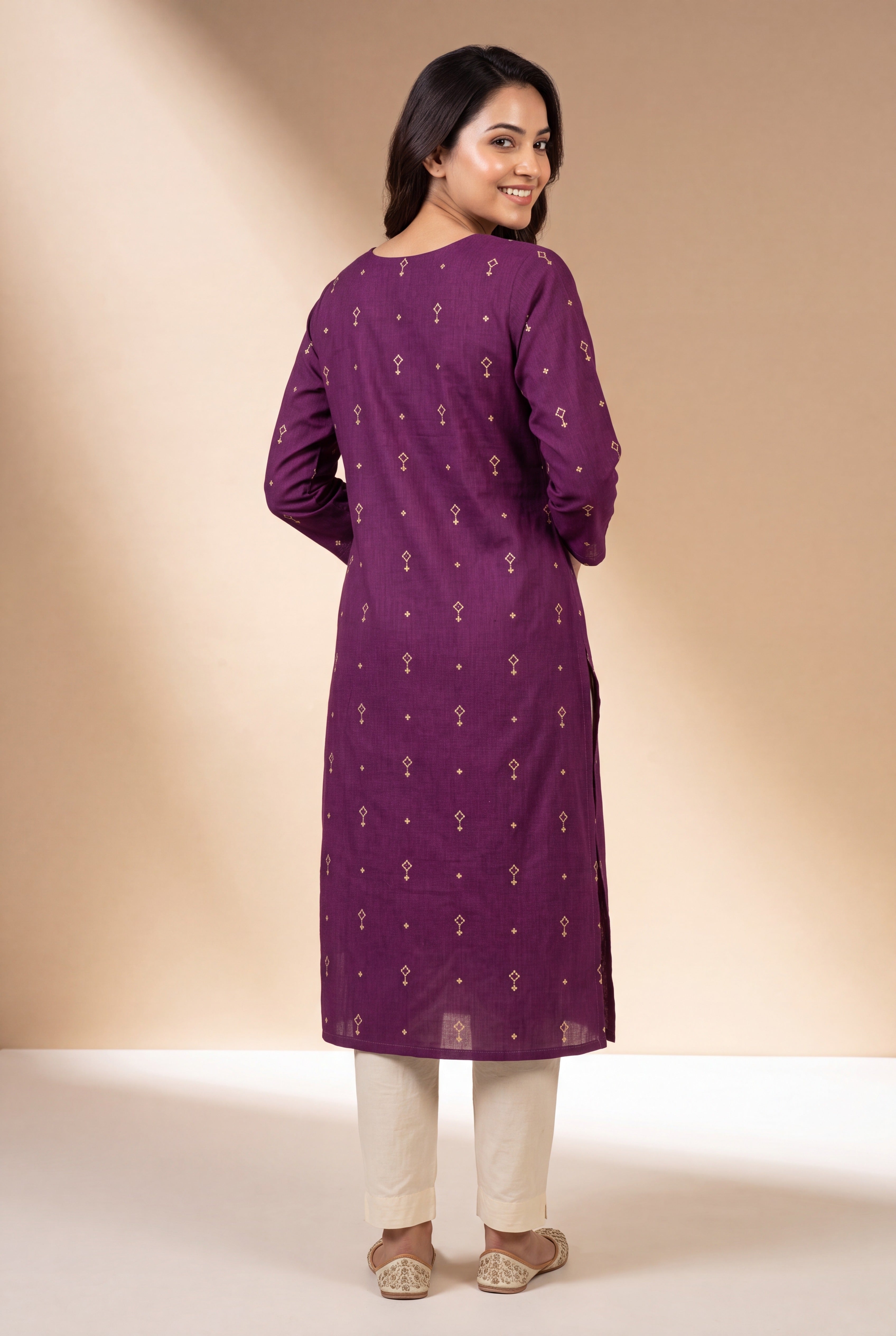 Royal Purple Kurti with Sumana threadwork