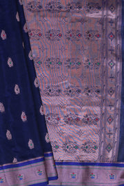 Royal Purple Soft Silk Paithani Saree with Copper Mennakari Mor Butti