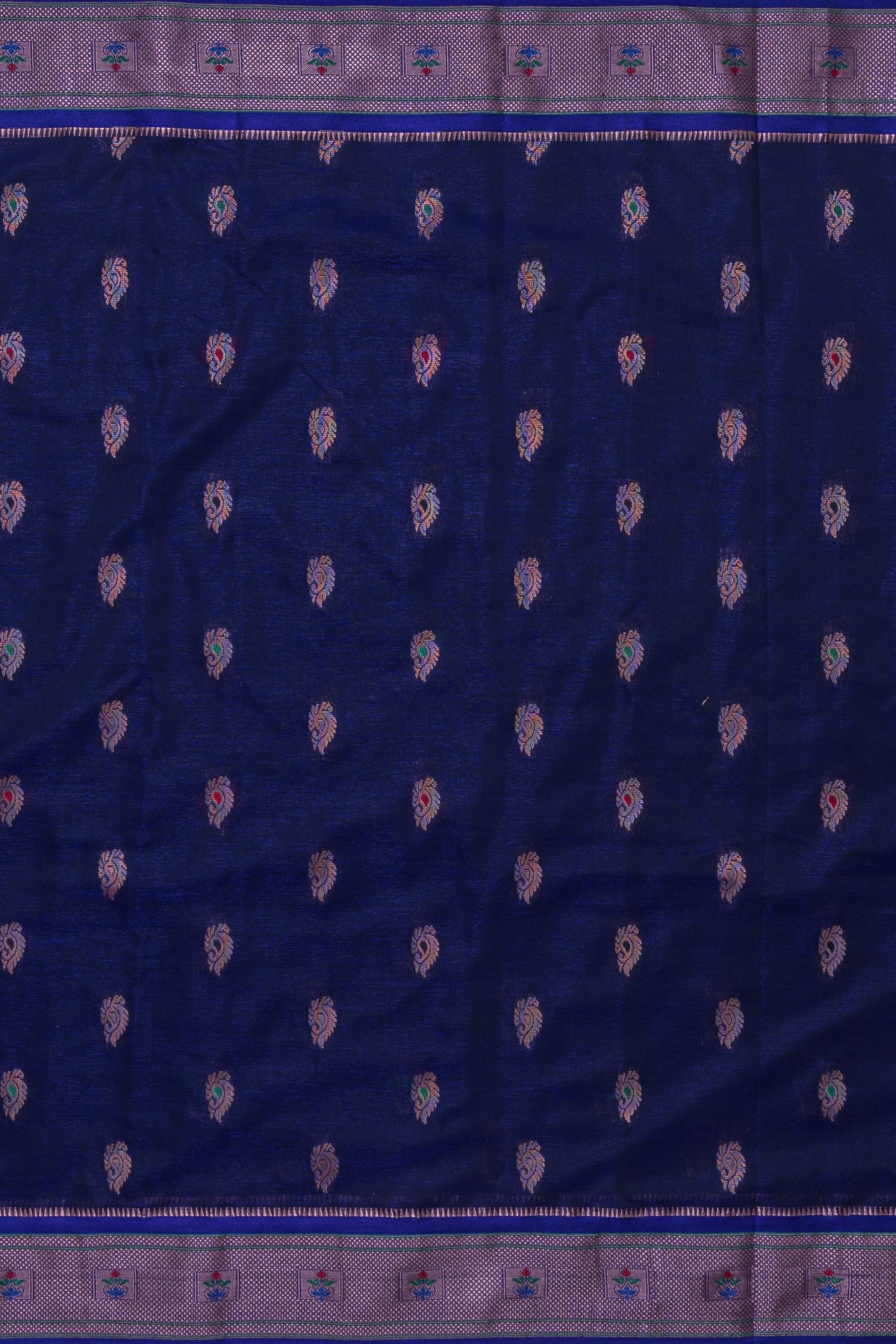 Royal Purple Soft Silk Paithani Saree with Copper Mennakari Mor Butti