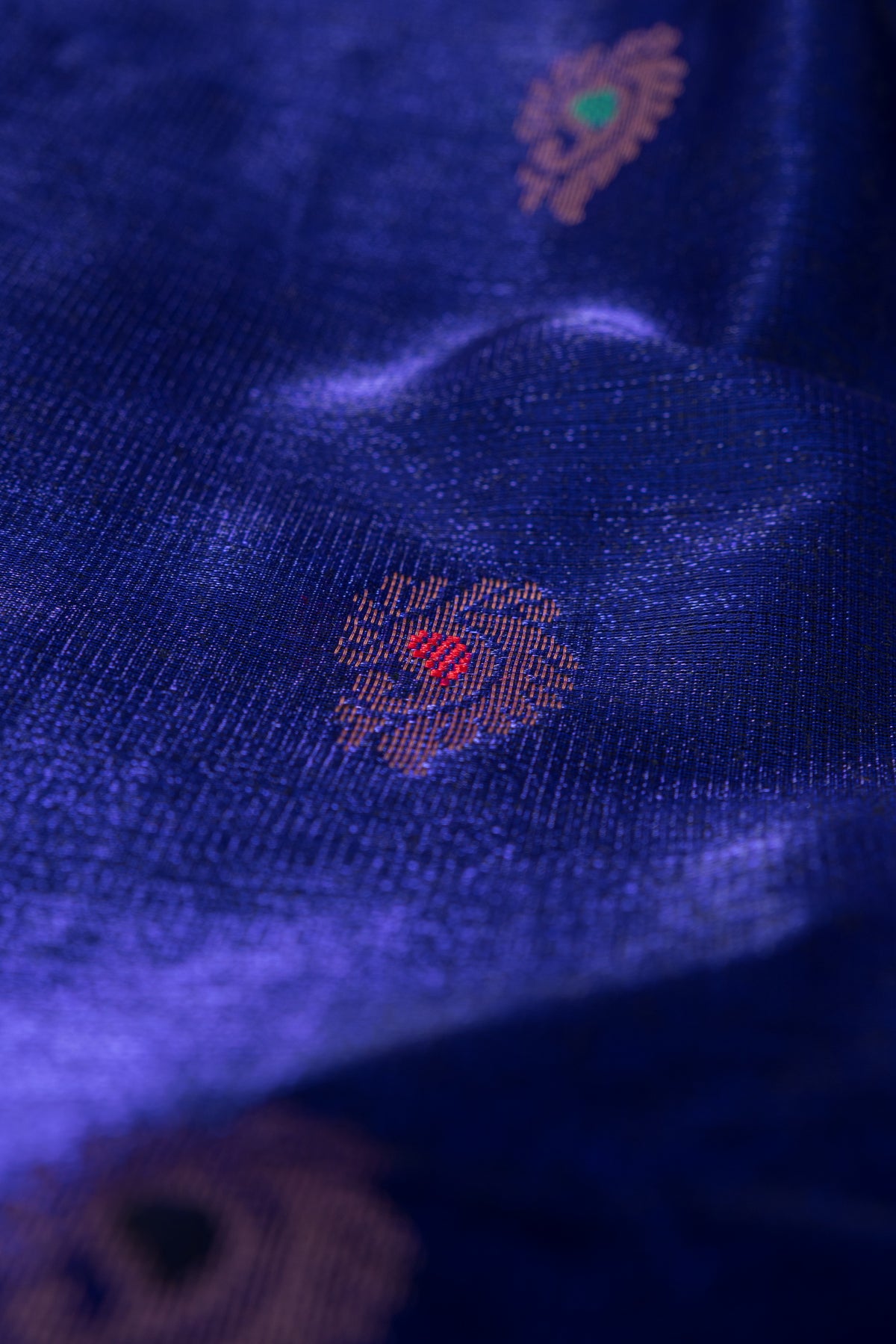 Royal Purple Soft Silk Paithani Saree with Copper Mennakari Mor Butti