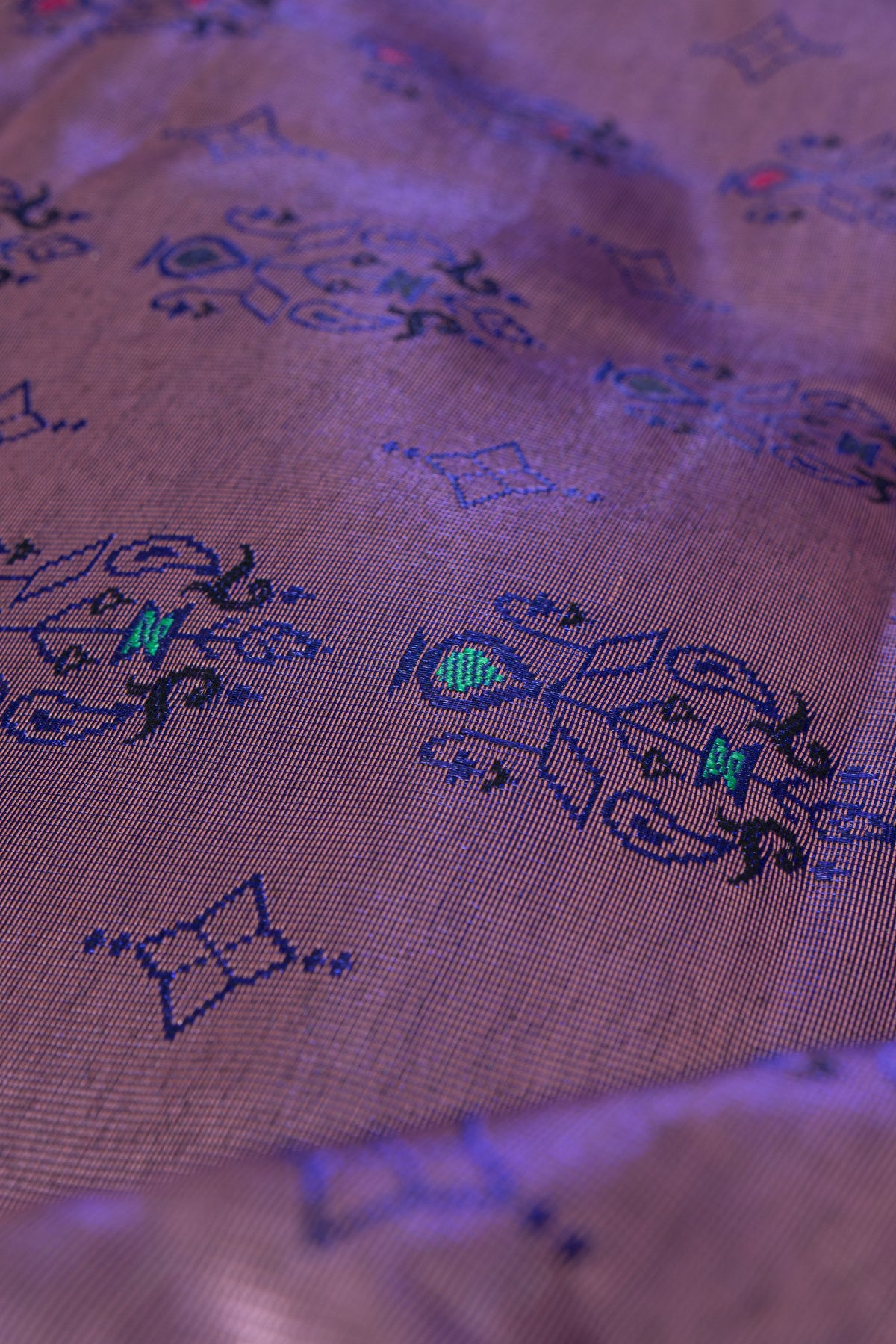 Royal Purple Soft Silk Paithani Saree with Copper Mennakari Mor Butti